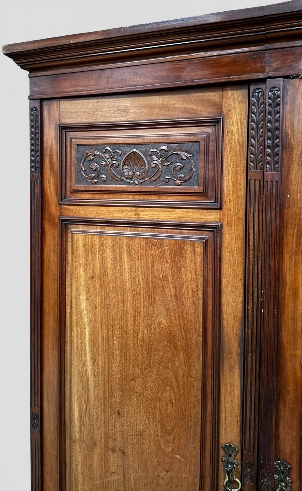 Antique Flame Mahogany Wardrobe Blind Door Carved C1890s Superior Quality photo furniture