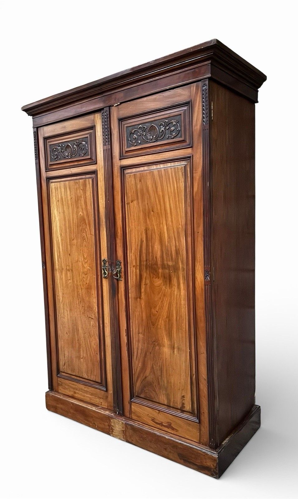 photo for sale Antique Flame Mahogany Wardrobe Blind Door Carved C1890s Superior Quality