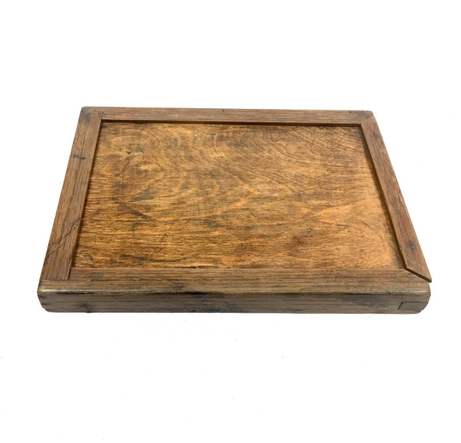 Antique Wooden Cased Travel Campaign Mirror With Sliding Lid / Portable photo furniture