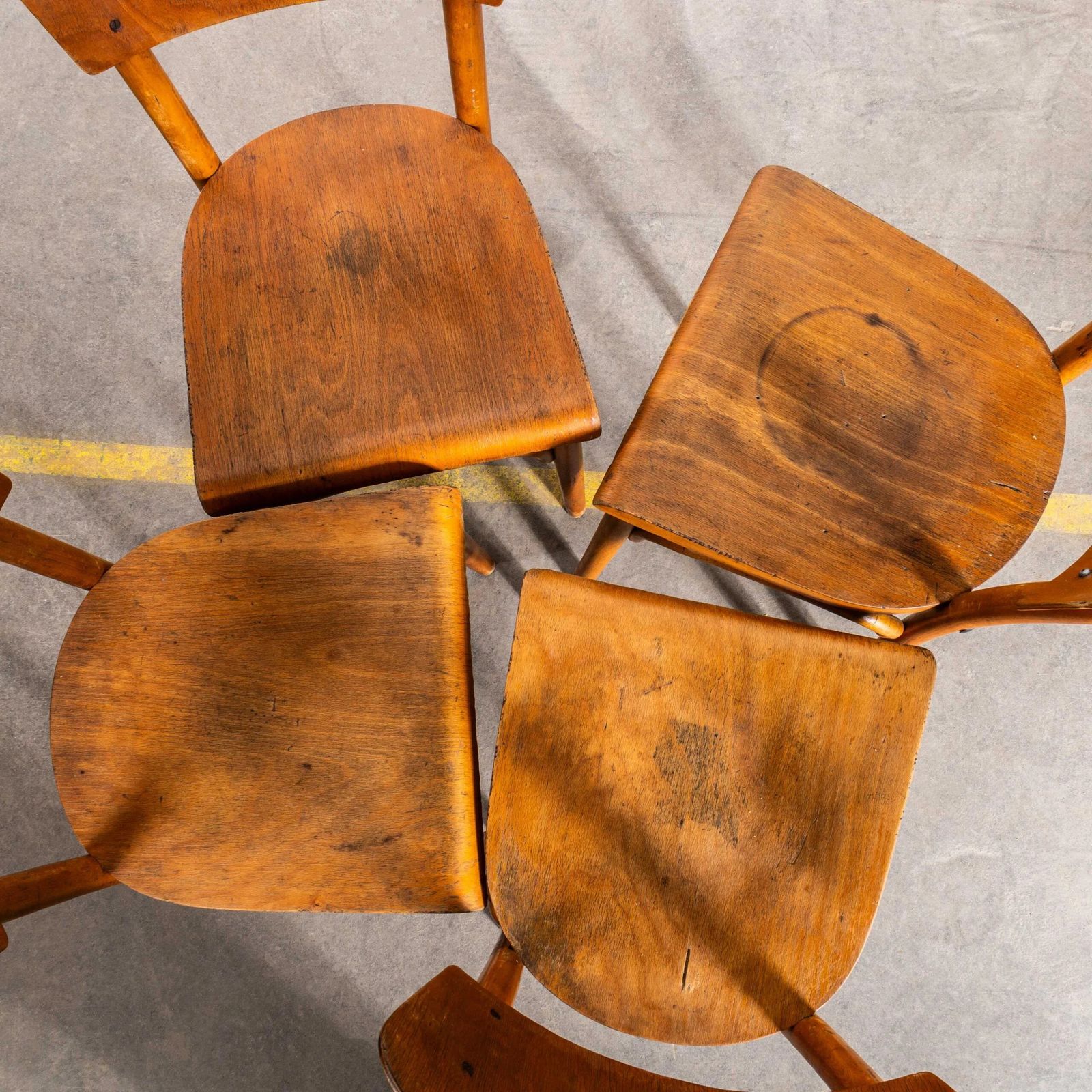 1940’s Large Honey Shield Back With A Flat Curved Edged Seat Dining Chairs – Set Of Four photo furniture