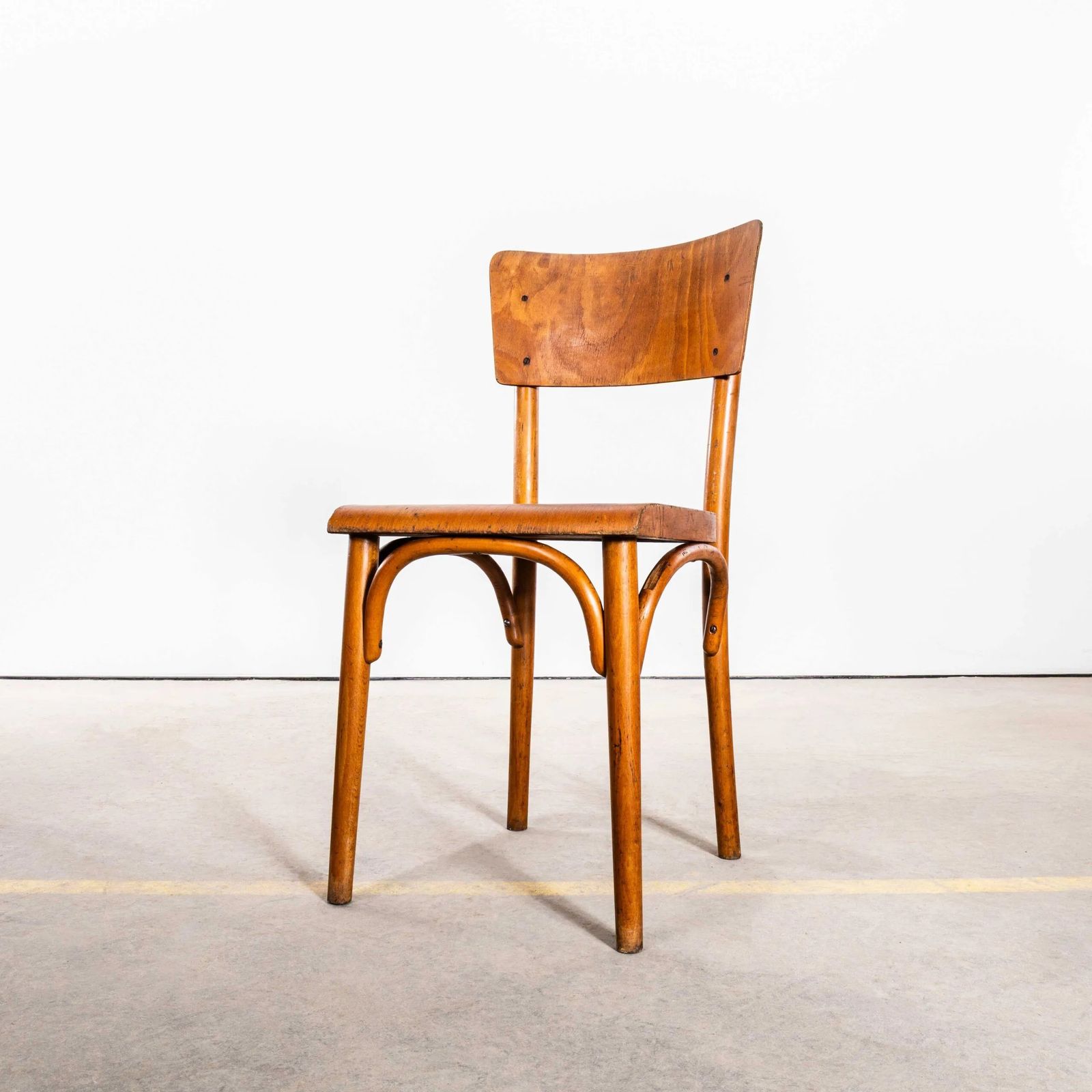 1940’s Large Honey Shield Back With A Flat Curved Edged Seat Dining Chairs – Set Of Four photo for sale