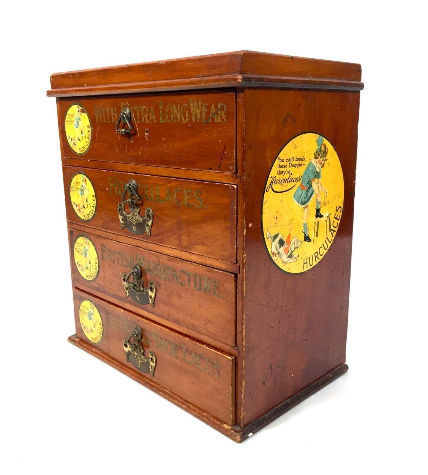 Antique Advertising Hurculaces Haberdashery Shop Counter Drawers Cabinet C1930 photo Furniture