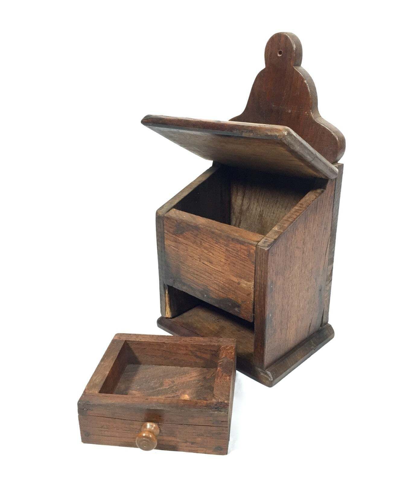 Antique Arts & Crafts Wooden Pine Salt / Candle Box / C.1900 / Wall Hanging photo furniture