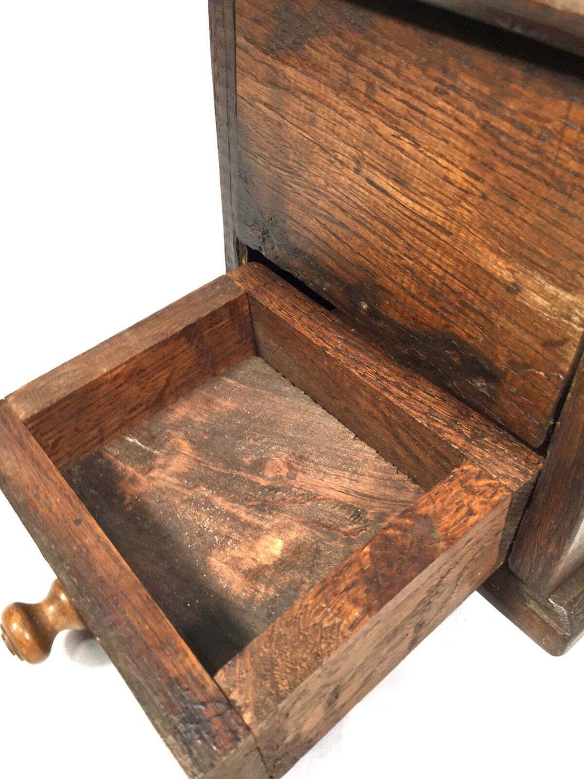 Antique Arts & Crafts Wooden Pine Salt / Candle Box / C.1900 / Wall Hanging photo 79.0