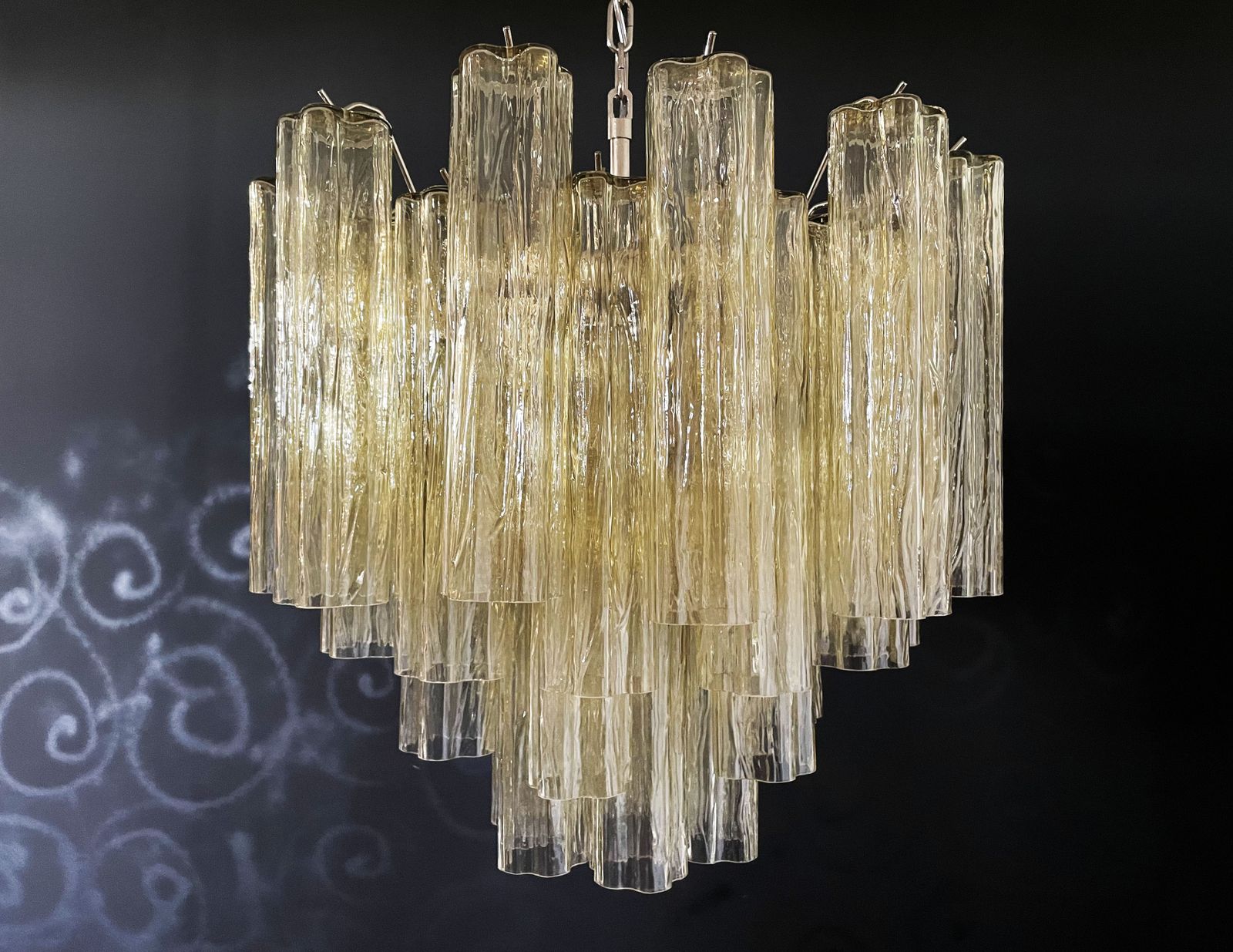 Fantastic Murano Glass Tube Chandelier   36 Clear Amber Glass Tube photo Lighting