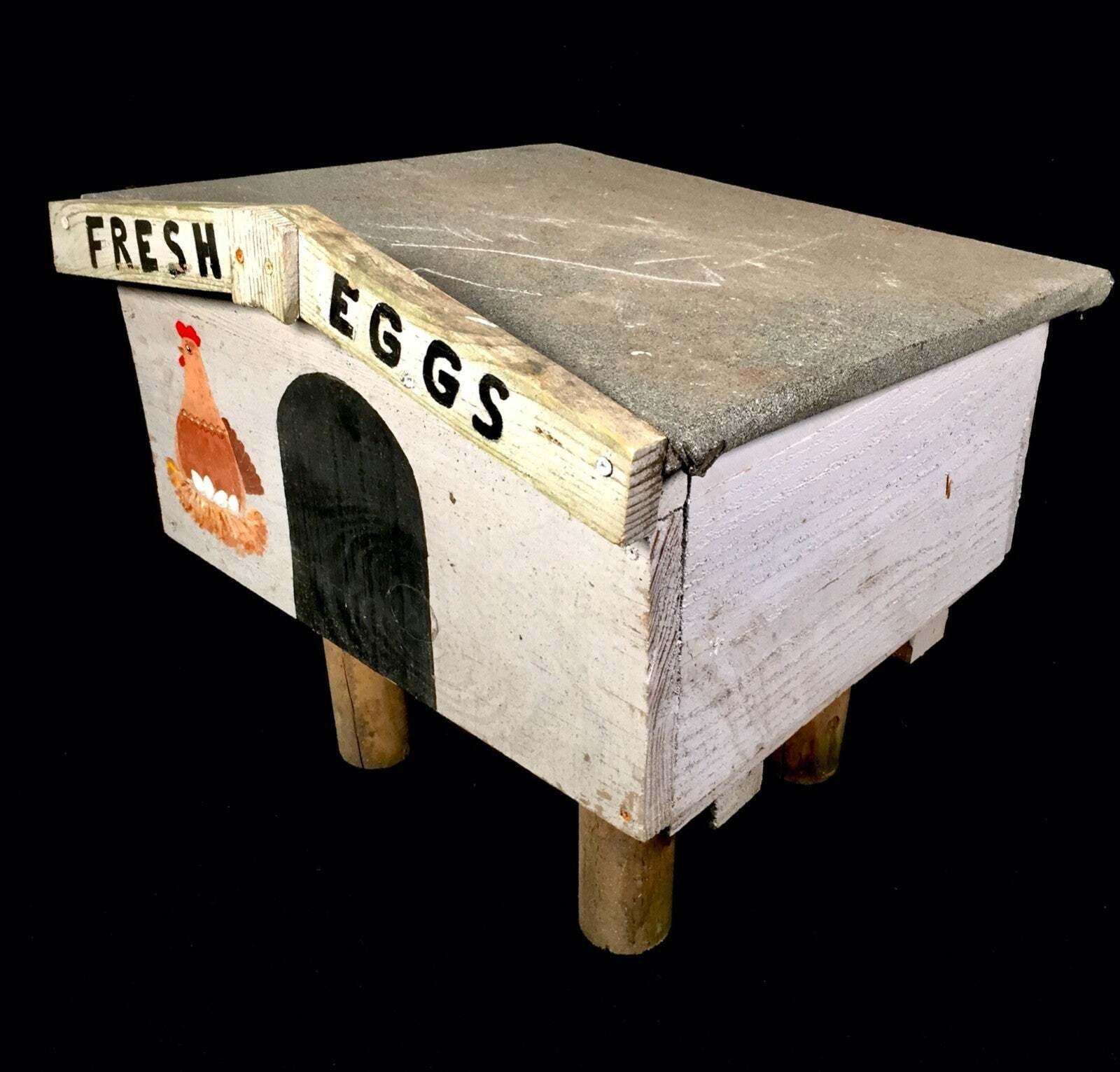 Hand Crafted Rustic Style "Fresh Eggs" For Sale Wooden Storage Box Farmhouse
