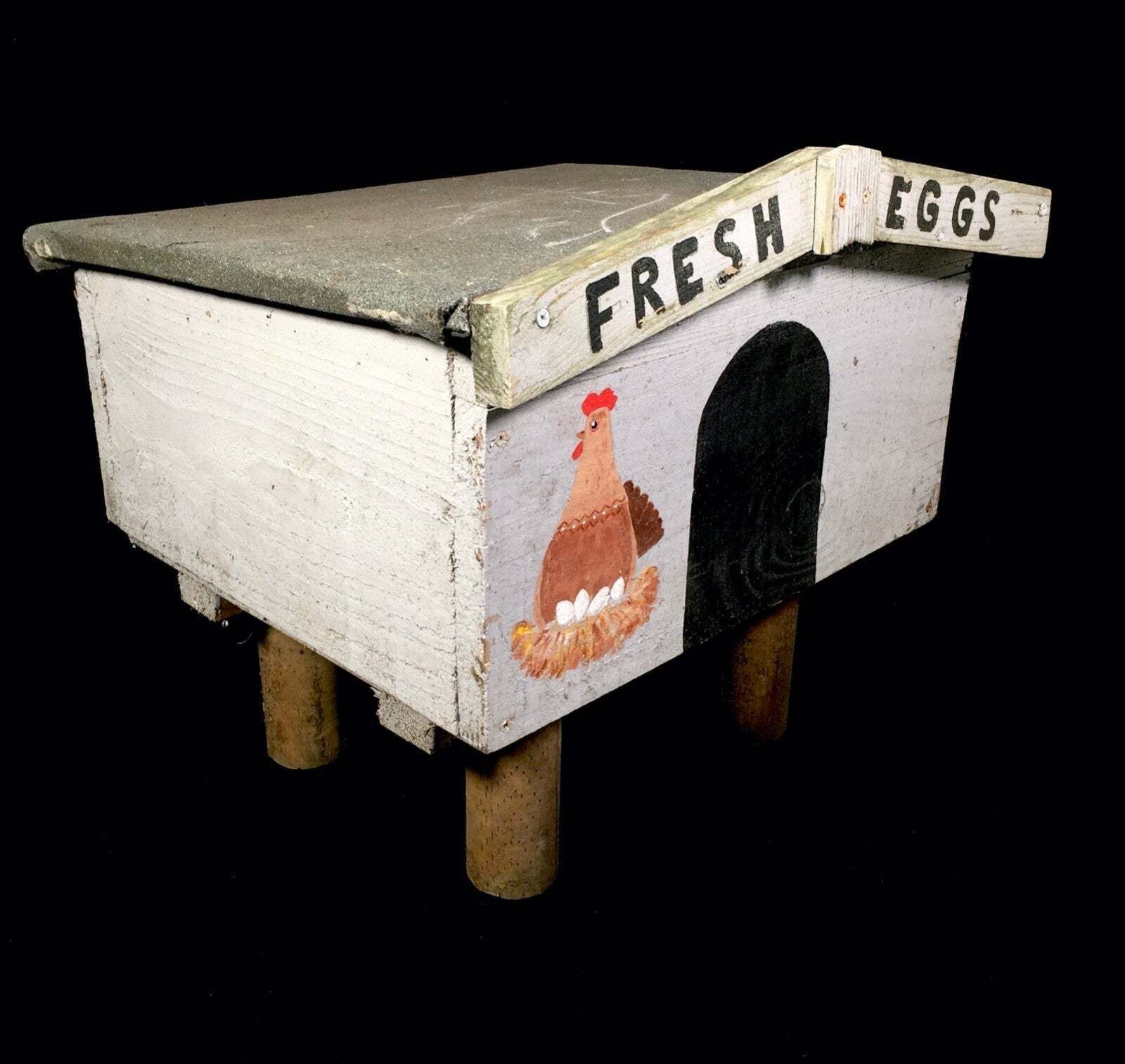Hand Crafted Rustic Style "Fresh Eggs" For Sale Wooden Storage Box Farmhouse photo for sale