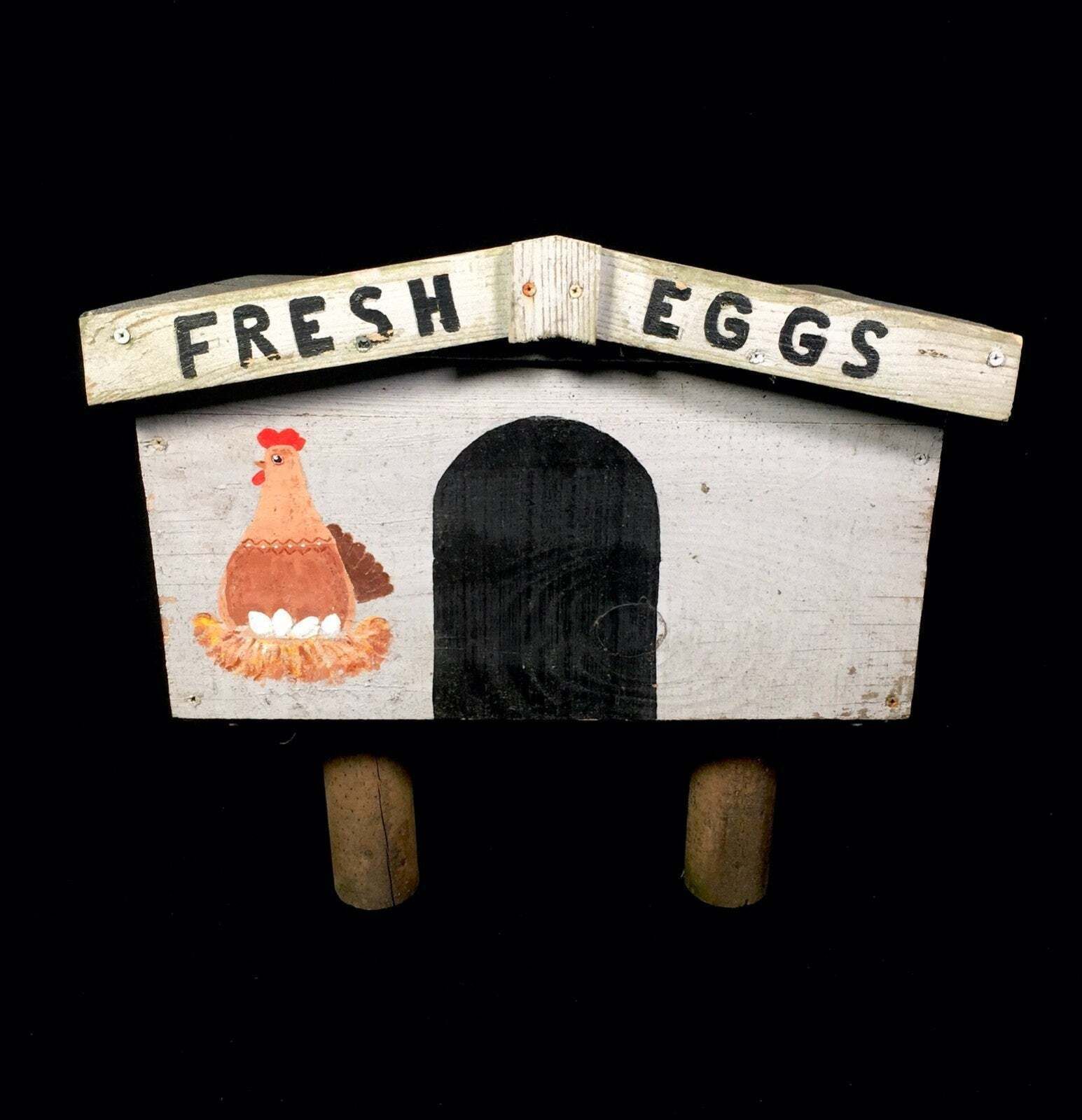 Hand Crafted Rustic Style "Fresh Eggs" For Sale Wooden Storage Box Farmhouse photo vintage