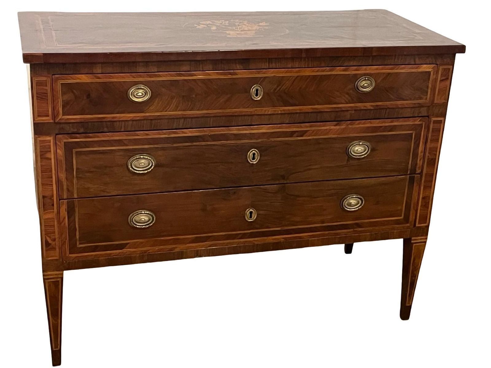 4889.0 Italian Walnut Neoclassical Commode / Chest Of Drawers With Inlay Design photo