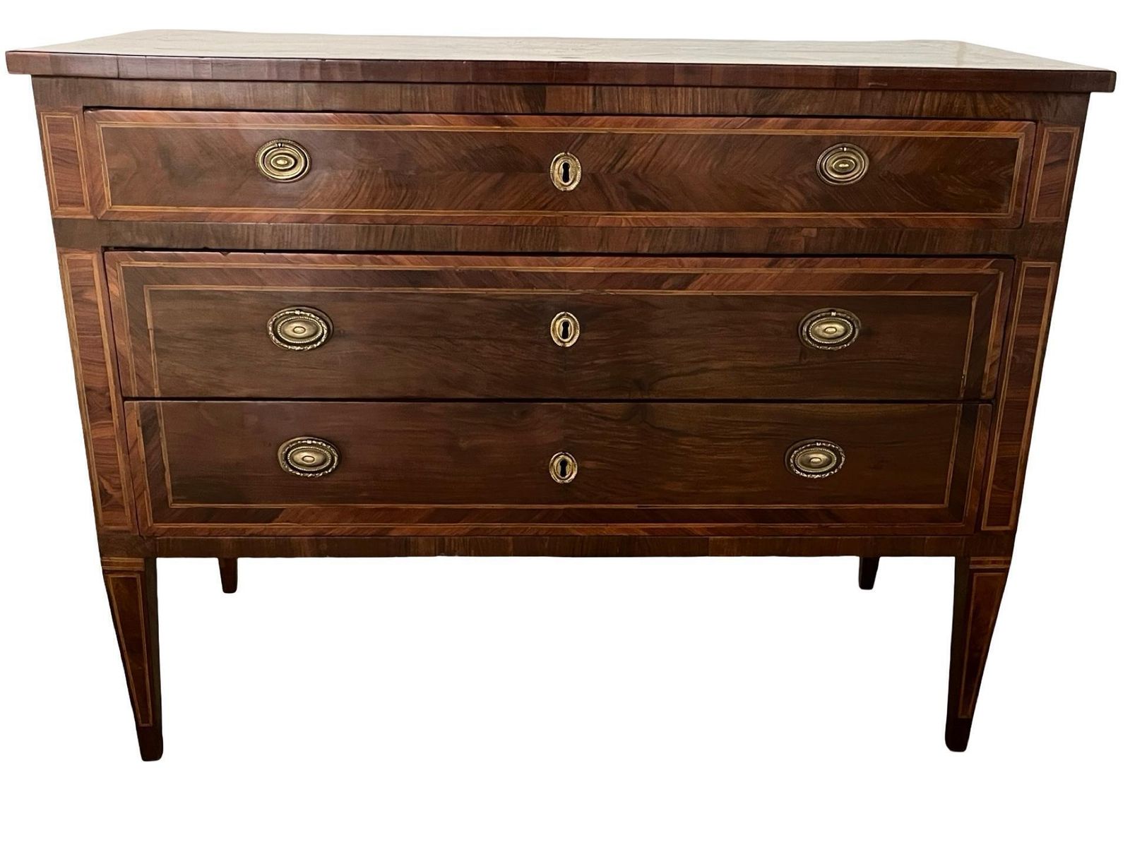 photo buy Italian Walnut Neoclassical Commode / Chest Of Drawers With Inlay Design