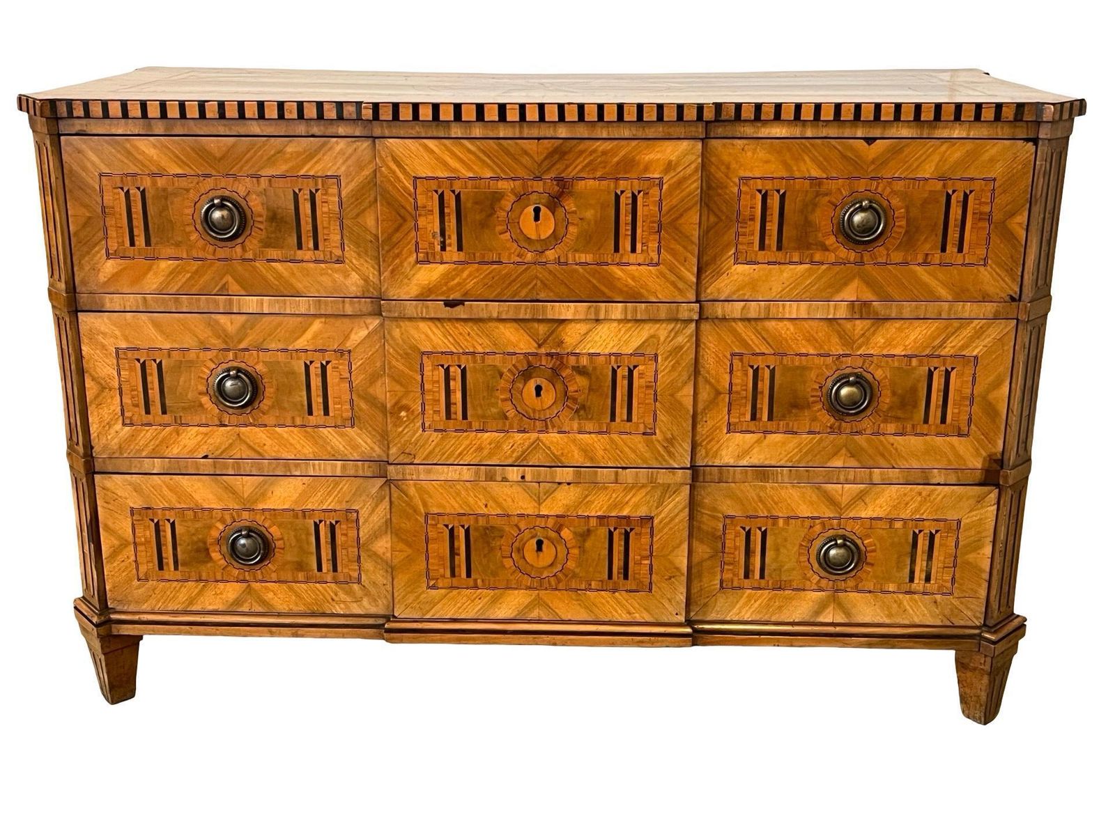 photo for sale 18th Century Walnut Austrian Neoclassical Chest Of Drawer With Fruitwood Inlay