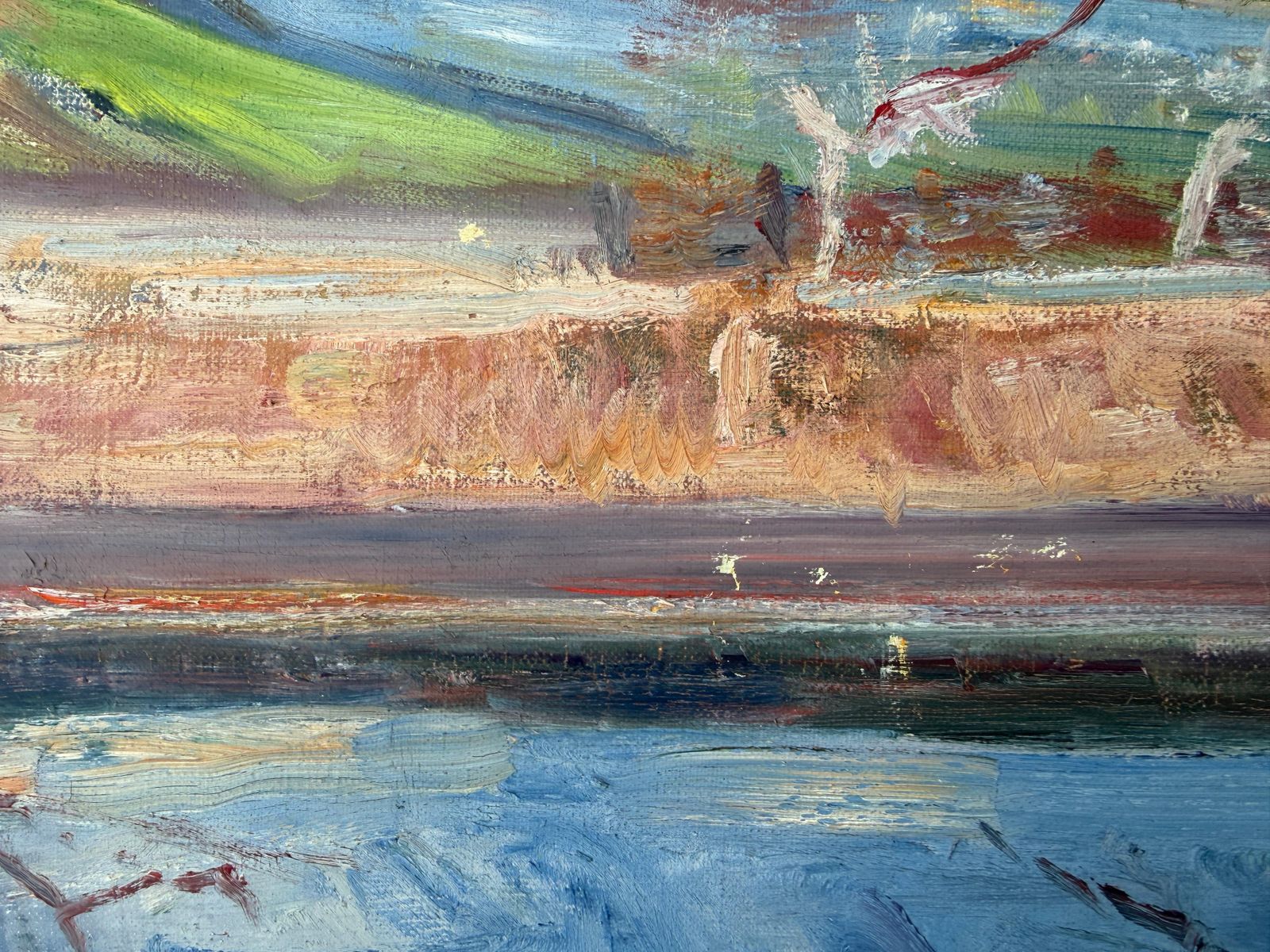 Simó Busom Grau Simó Busom, Catalan Mediterranean Landscape With River, Signed Mid Century Oil C.1960 photo 950.0