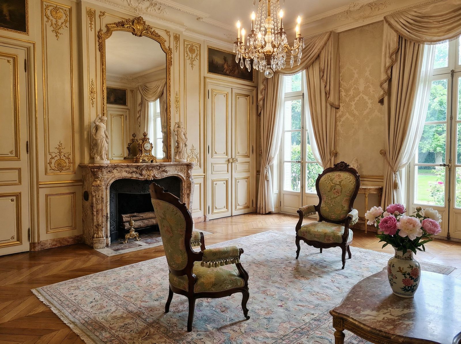 Coppia Di Poltrone D'epoca "Balloon Back" – Stile Rococò Revival (XIX Sec.) photo Furniture