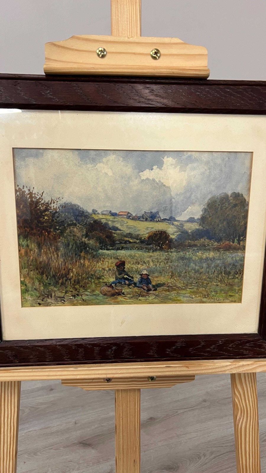 Antique 1912 Watercolour Picture Farm In Penarth By George Frederick Harris — Signed Framed photo furniture