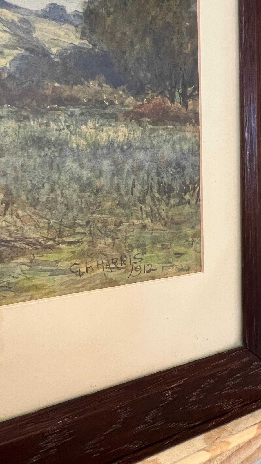 Antique 1912 Watercolour Picture Farm In Penarth By George Frederick Harris — Signed Framed photo for sale