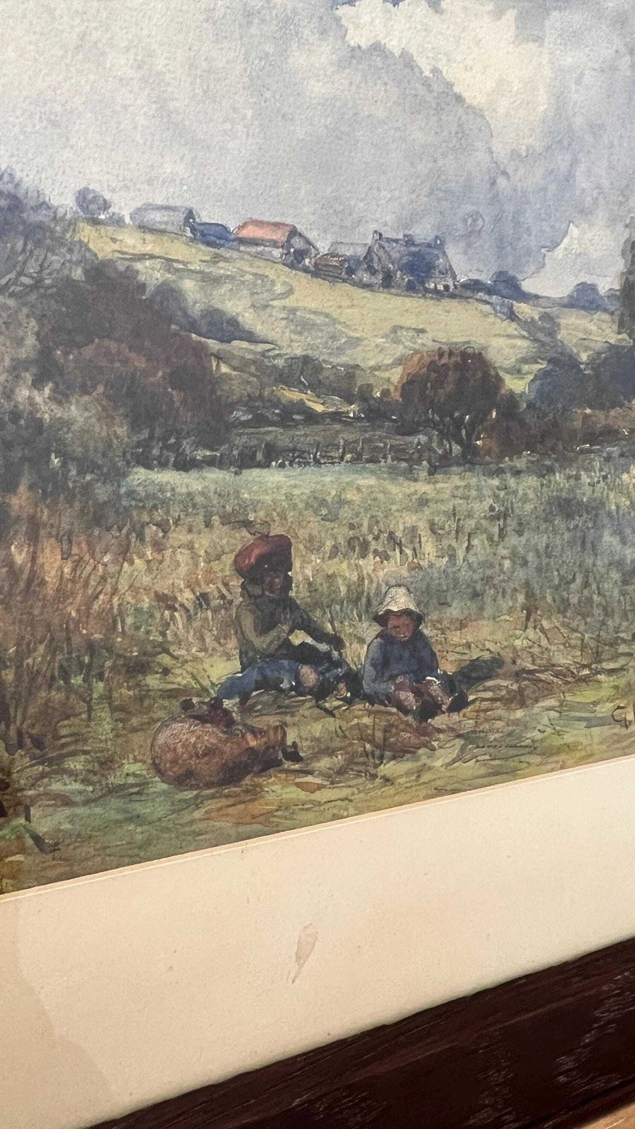 Antique 1912 Watercolour Picture Farm In Penarth By George Frederick Harris — Signed Framed photo Art