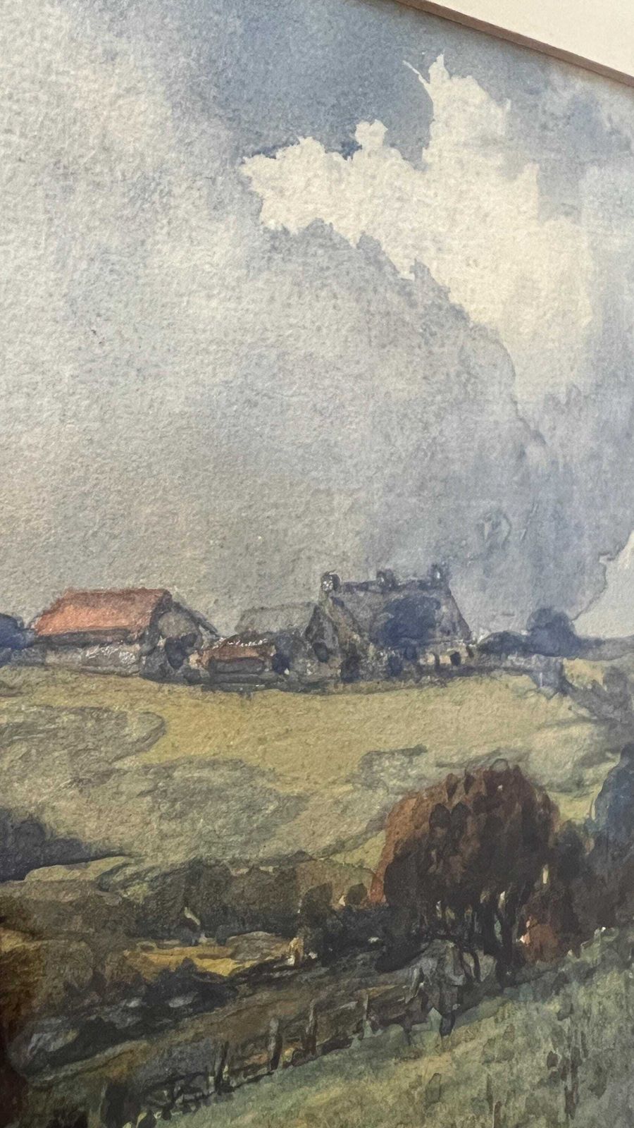 Antique 1912 Watercolour Picture Farm In Penarth By George Frederick Harris — Signed Framed photo vinterior