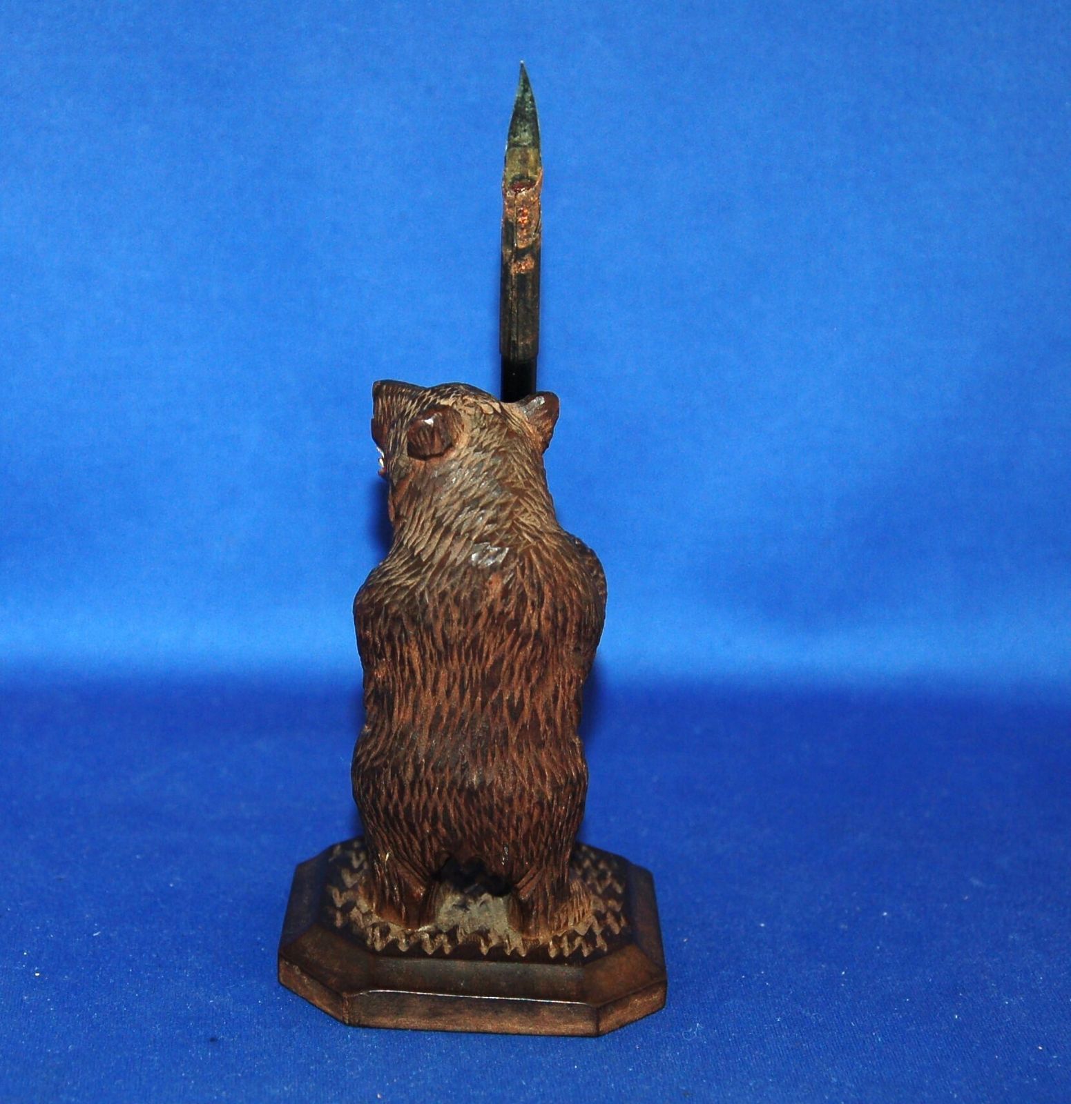 An Antique Carved Standing Bear Figure Pen Holder photo Home Decor