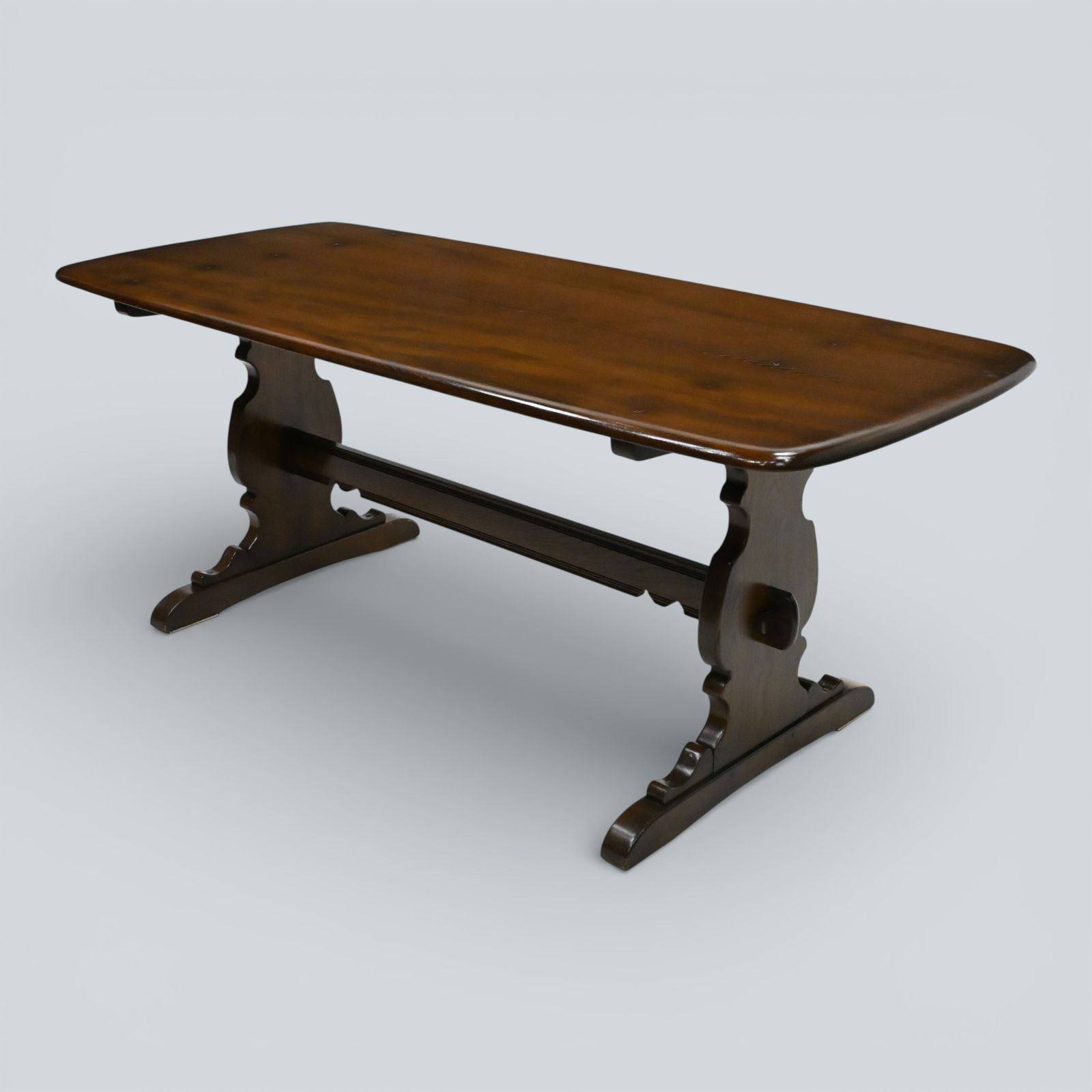 Ercol Elm Dining Table Plank Top Retro Dark Finish Free Uk Delivery* photo vinterior