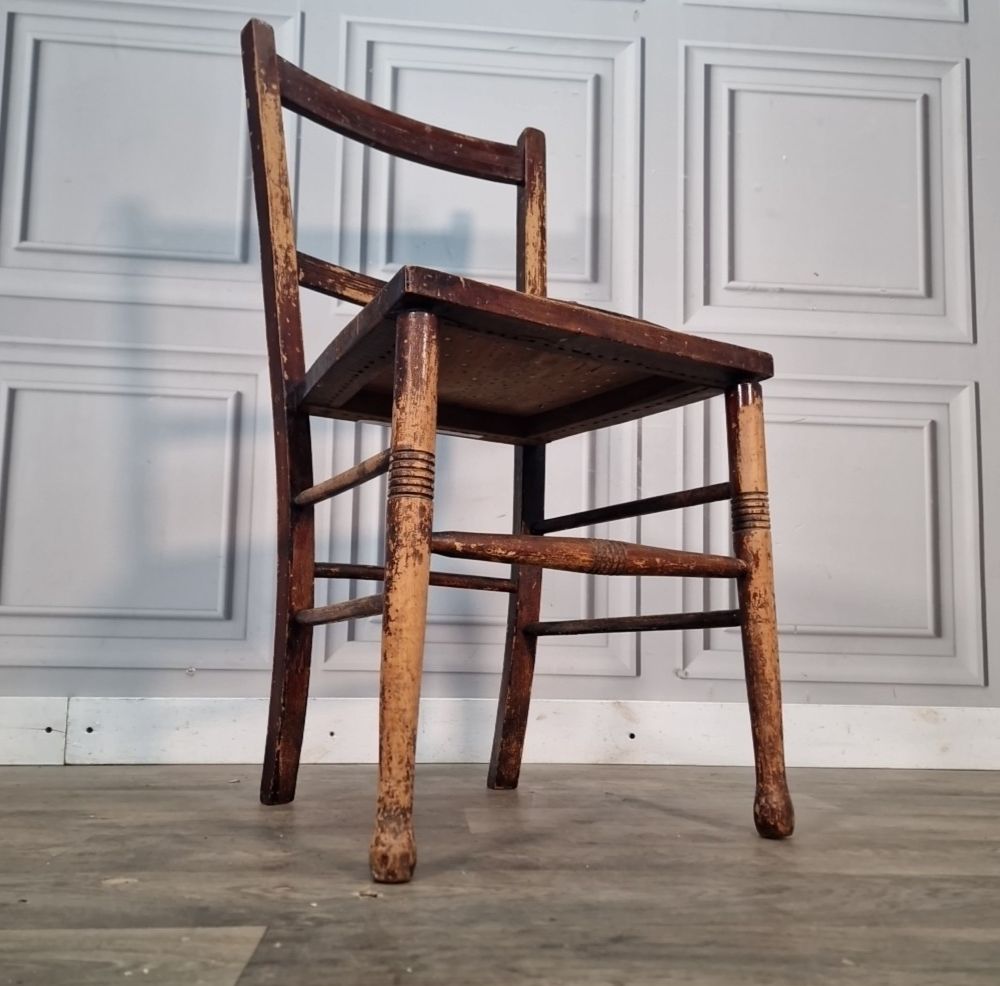 Antique Wooden Bedroom Chair Kitchen Hall Seat Victorian For Restoration photo for sale