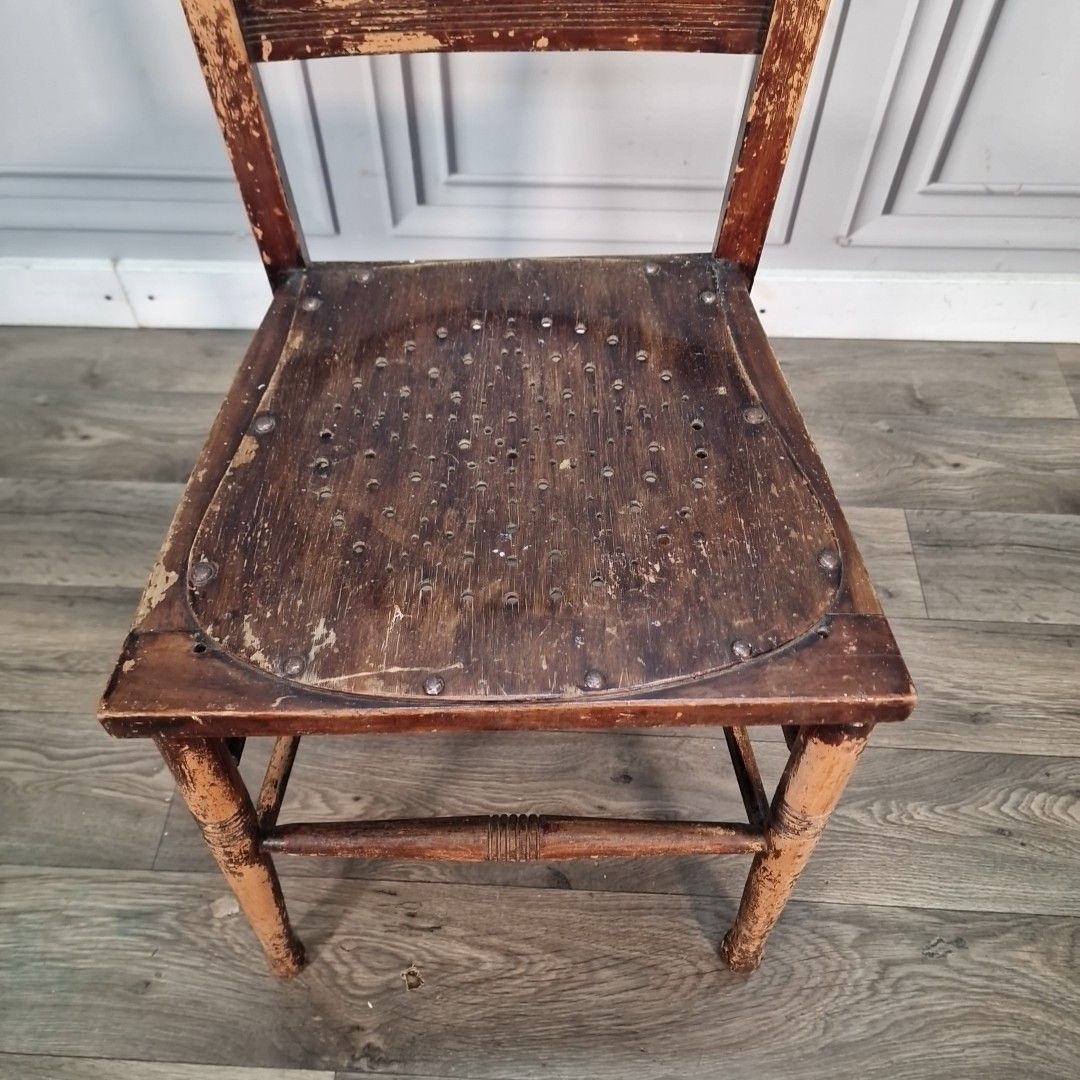 Antique Wooden Bedroom Chair Kitchen Hall Seat Victorian For Restoration photo Furniture