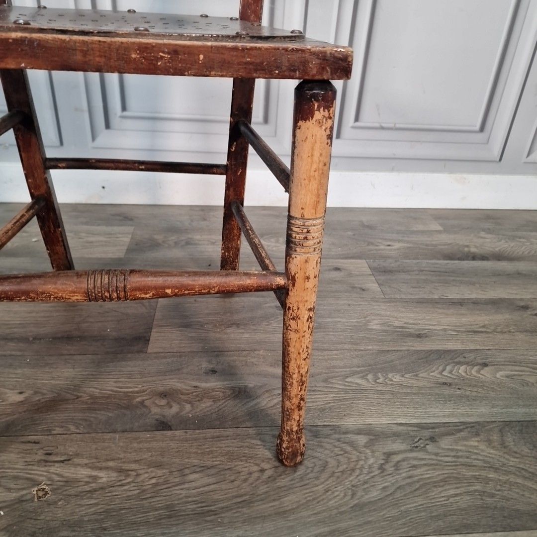 photo for sale Antique Wooden Bedroom Chair Kitchen Hall Seat Victorian For Restoration