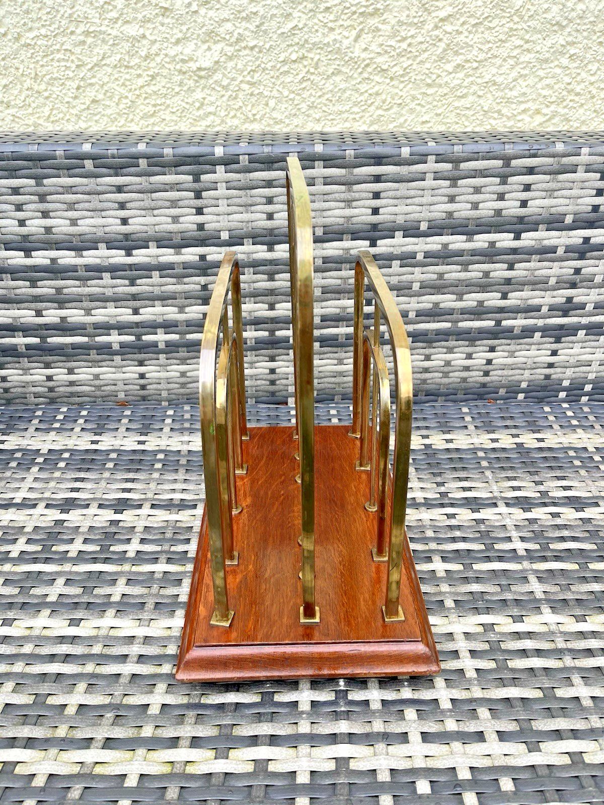 Exceptional Antique Wt&S William Tonks & Sons Brass Oak Magazine Newspaper Rack photo buy