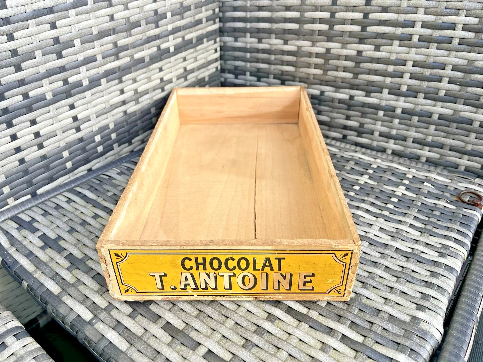 Large Antique C1920 Belgian Chocolate Wooden Counter Shop Display Crate Box Prop photo vinterior