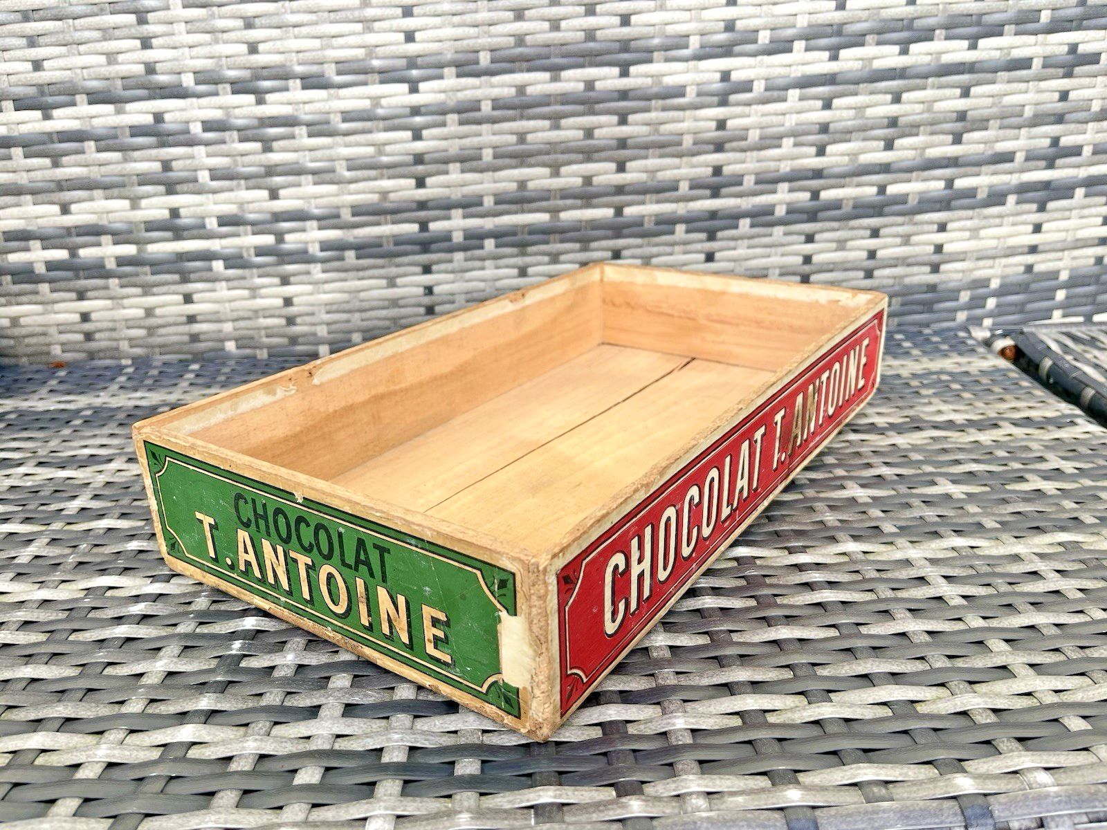 Large Antique C1920 Belgian Chocolate Wooden Counter Shop Display Crate Box Prop photo vintage