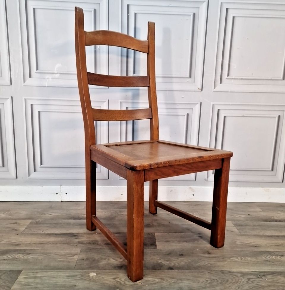 Vintage Oak Dining Chair Solid Wood Ladder Back Mid Century Desk Hall Seat