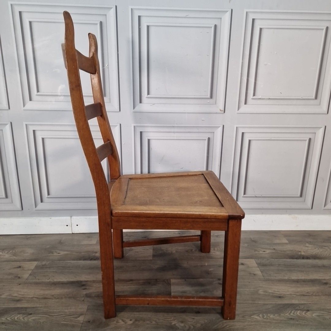 photo for sale Vintage Oak Dining Chair Solid Wood Ladder Back Mid Century Desk Hall Seat