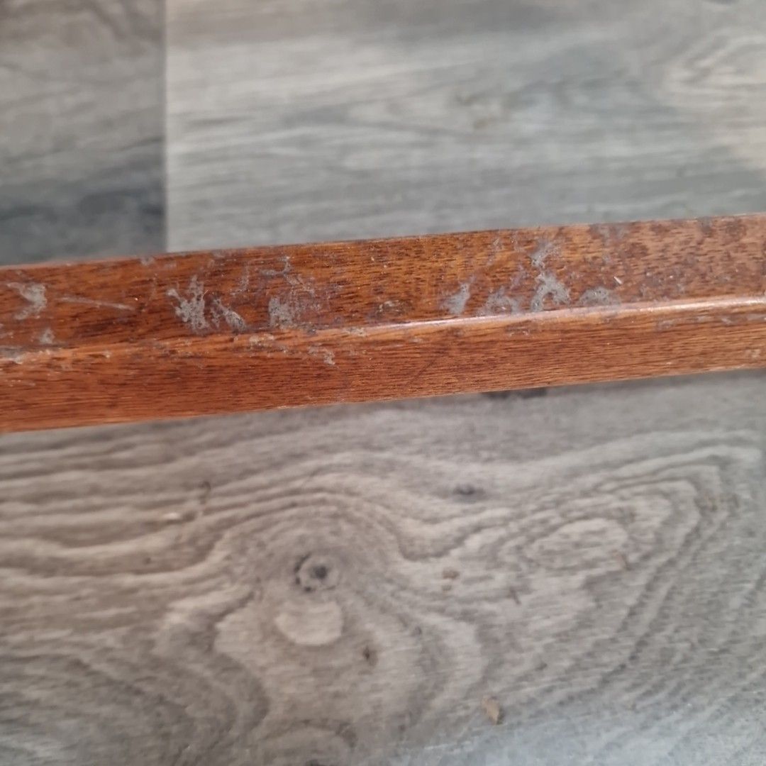 70.0 Vintage Oak Dining Chair Solid Wood Ladder Back Mid Century Desk Hall Seat photo