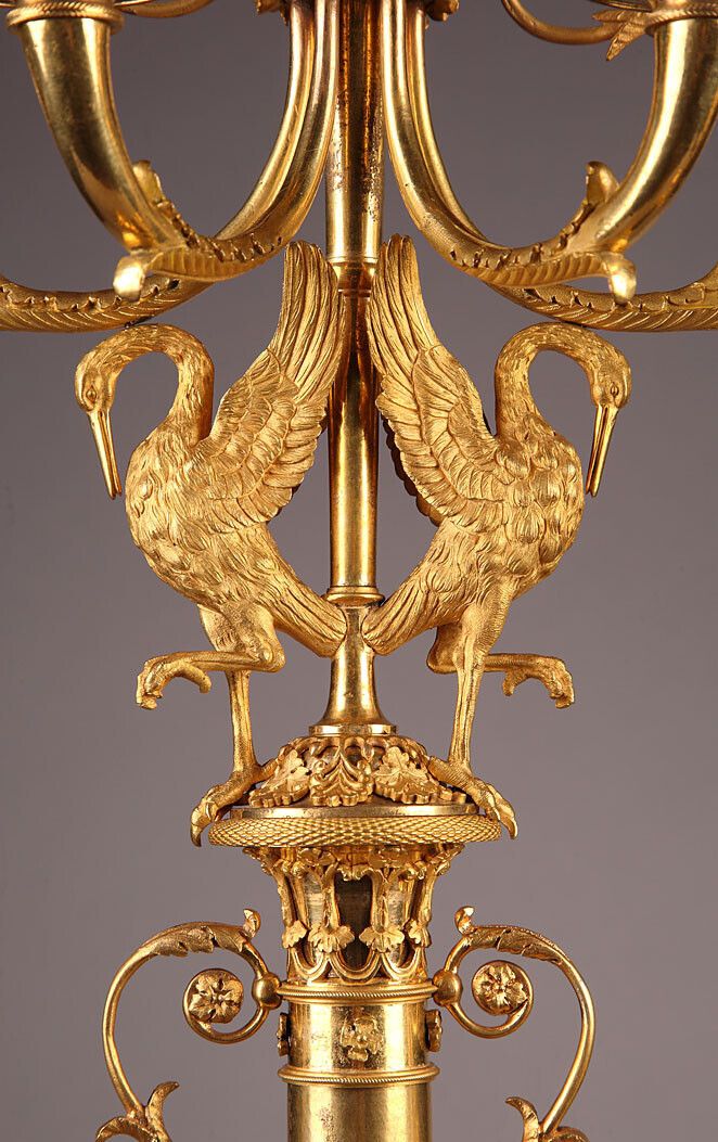 Pair Of Directory Period Candelabra With Swans And Winged Women photo for sale
