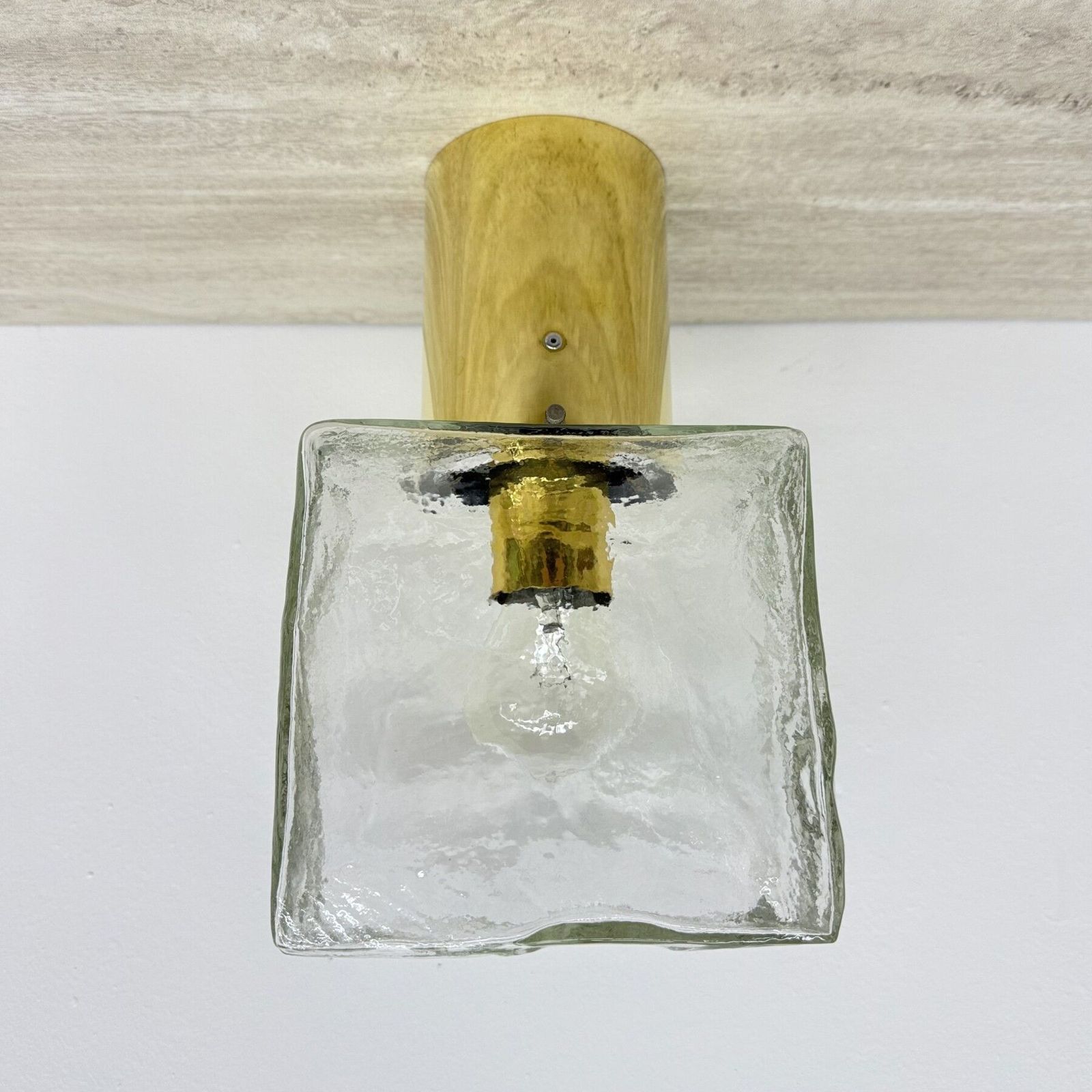 J.T. Kalmar Plafondlamp Van Matglas En Messing, Jaren 1970