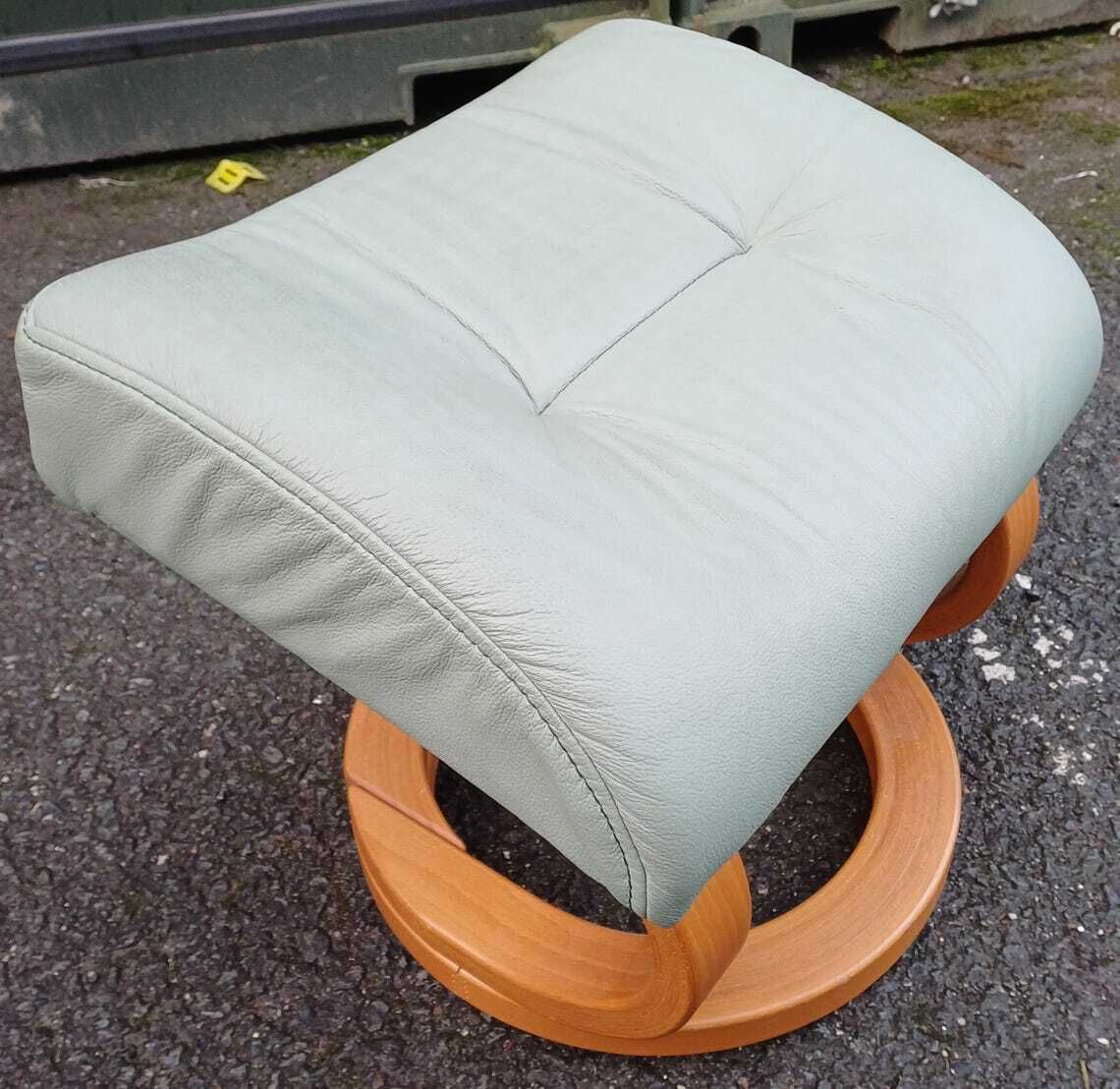 Himolla Green Leather Recliner Chair With Matching Footstool   Free Delivery Within 50 Miles, Further "At Cost" photo furniture