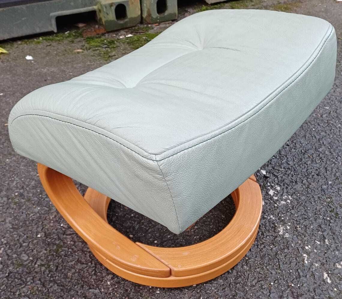 Himolla Green Leather Recliner Chair With Matching Footstool   Free Delivery Within 50 Miles, Further "At Cost" photo for sale