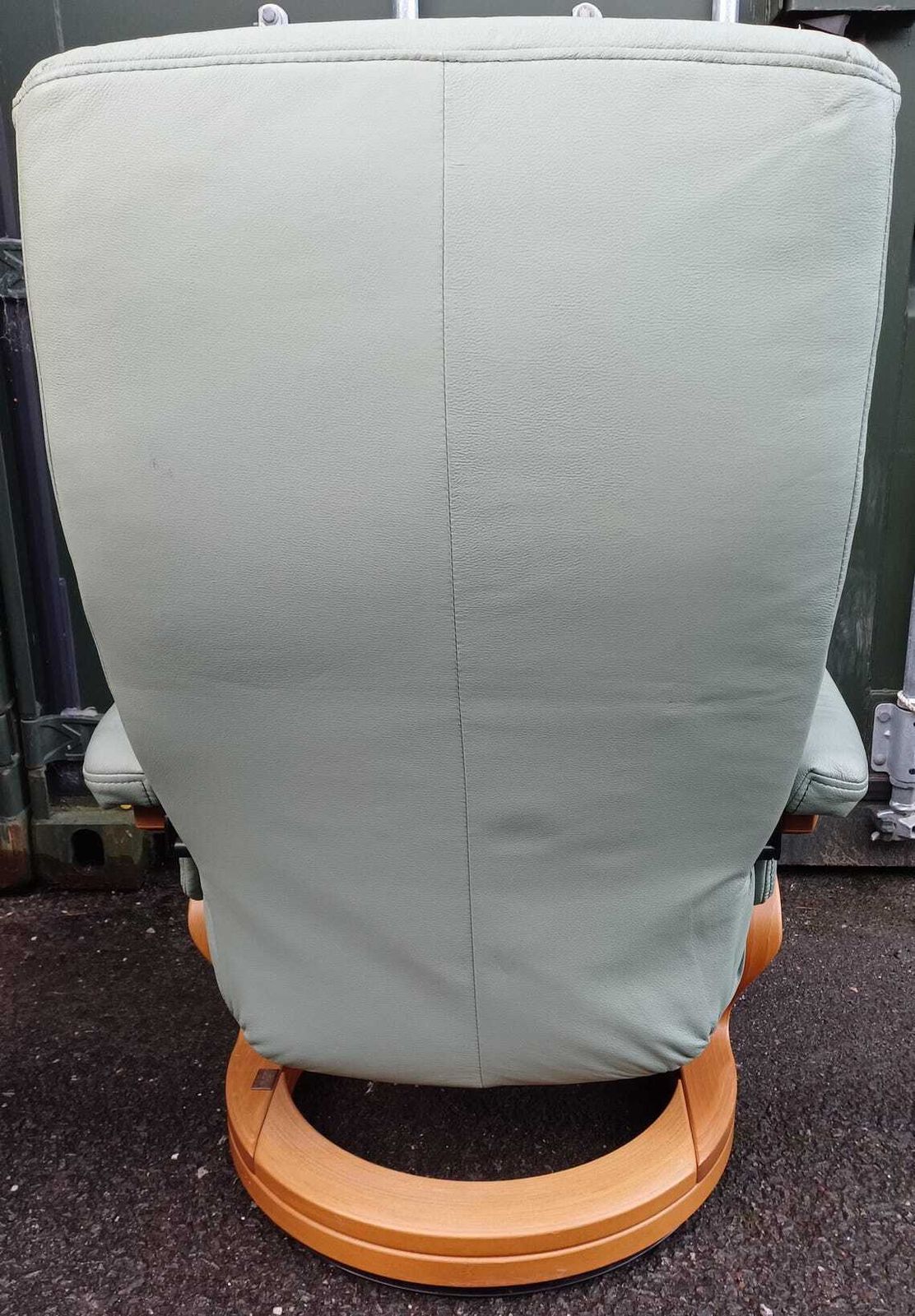 photo for sale Himolla Green Leather Recliner Chair With Matching Footstool   Free Delivery Within 50 Miles, Further "At Cost"