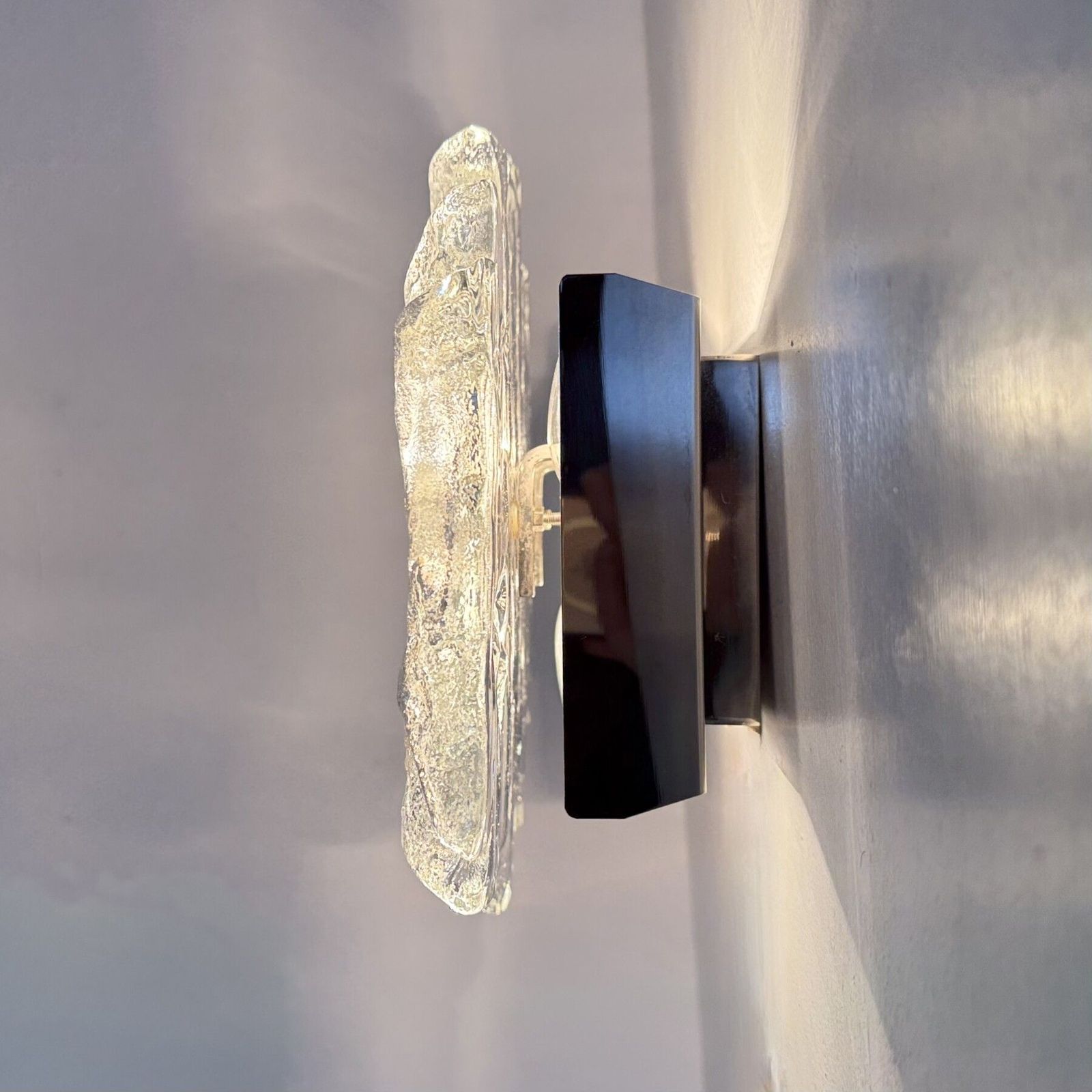 Wall Sconces In Murano Ice Glass And Metal By J.T. Kalmar For Kalmar, 1960s photo buy