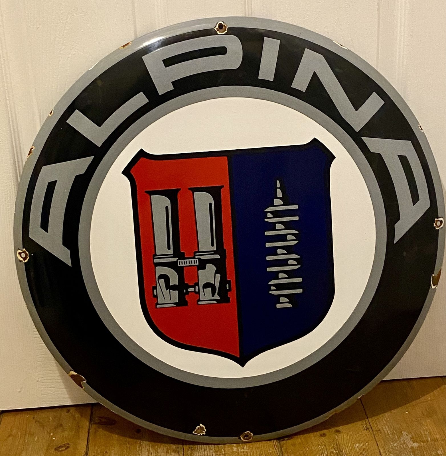 Alpina Dealership Showroom Enamel Metal Advertising Sign Bmw Garage Dealer Workshop Extra Large Plaque B3 B4 B7 B8 Gt B10 D3 B3 Racing Performance photo furniture