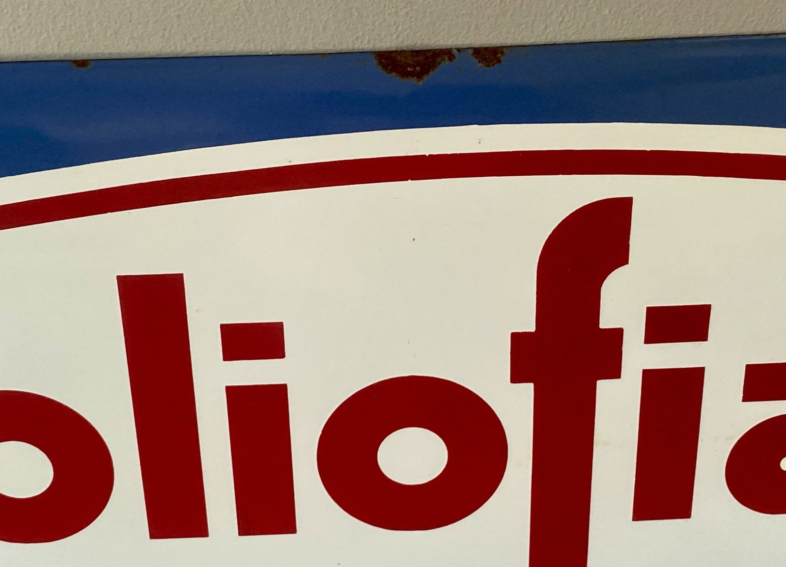 photo vinterior Large Oliofiat Fiat Oil Refueling Enamel Metal Advertising Sign Enamelled Garage Showroom Car Art 500 124 Spider Abarth Dino Lubrificante Rally Racing