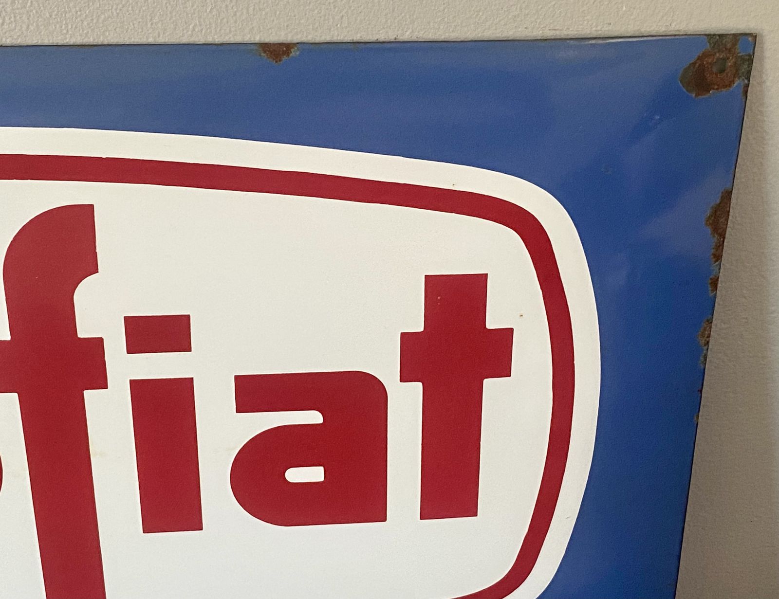 photo buy Large Oliofiat Fiat Oil Refueling Enamel Metal Advertising Sign Enamelled Garage Showroom Car Art 500 124 Spider Abarth Dino Lubrificante Rally Racing