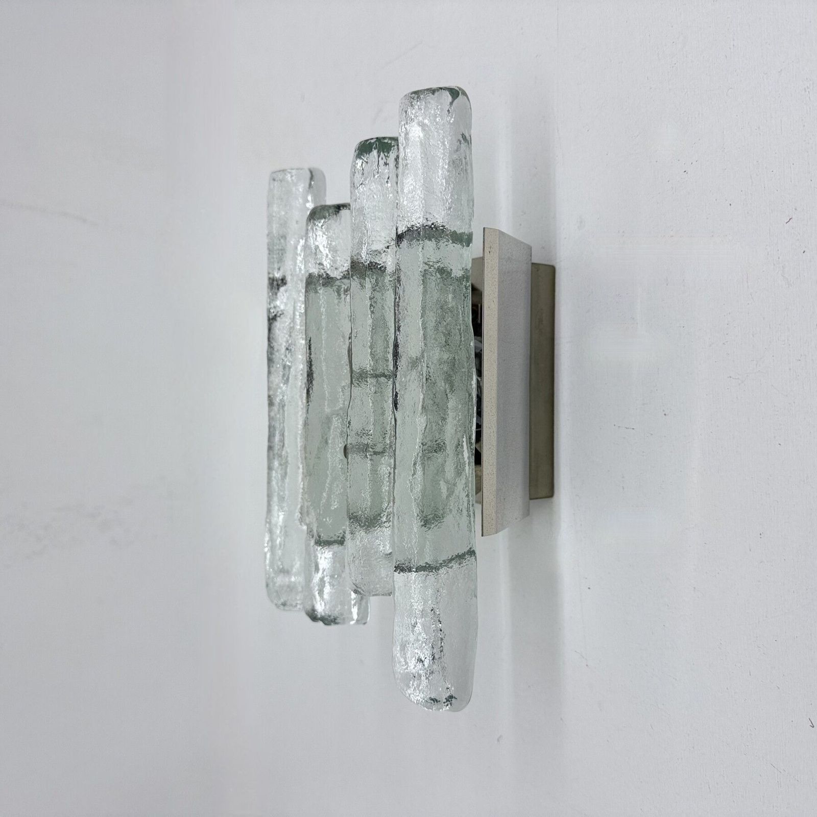 Wall Sconces In Murano Ice Glass And Metal By J.T. Kalmar For Kalmar, 60s photo Lighting