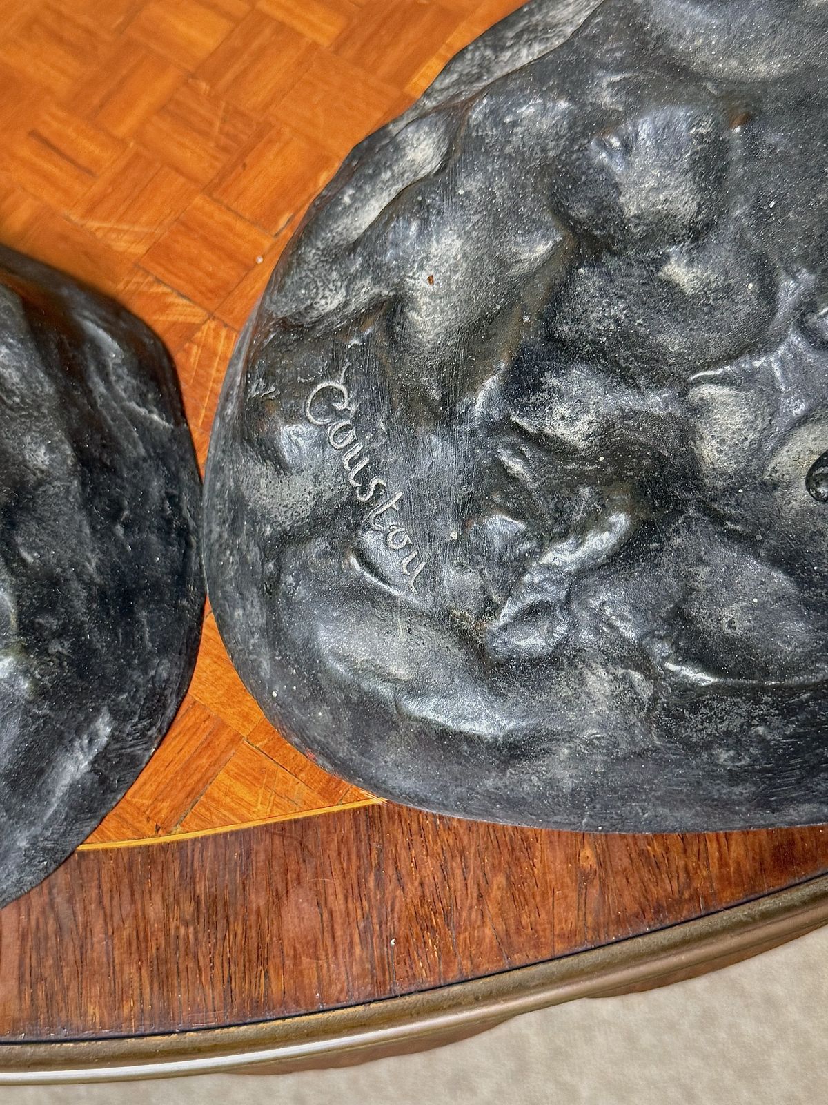 Large Pair Of Dark Patinated Bronze Marly Horse Tamers After Guillaume Coustou, 19th Century photo Art
