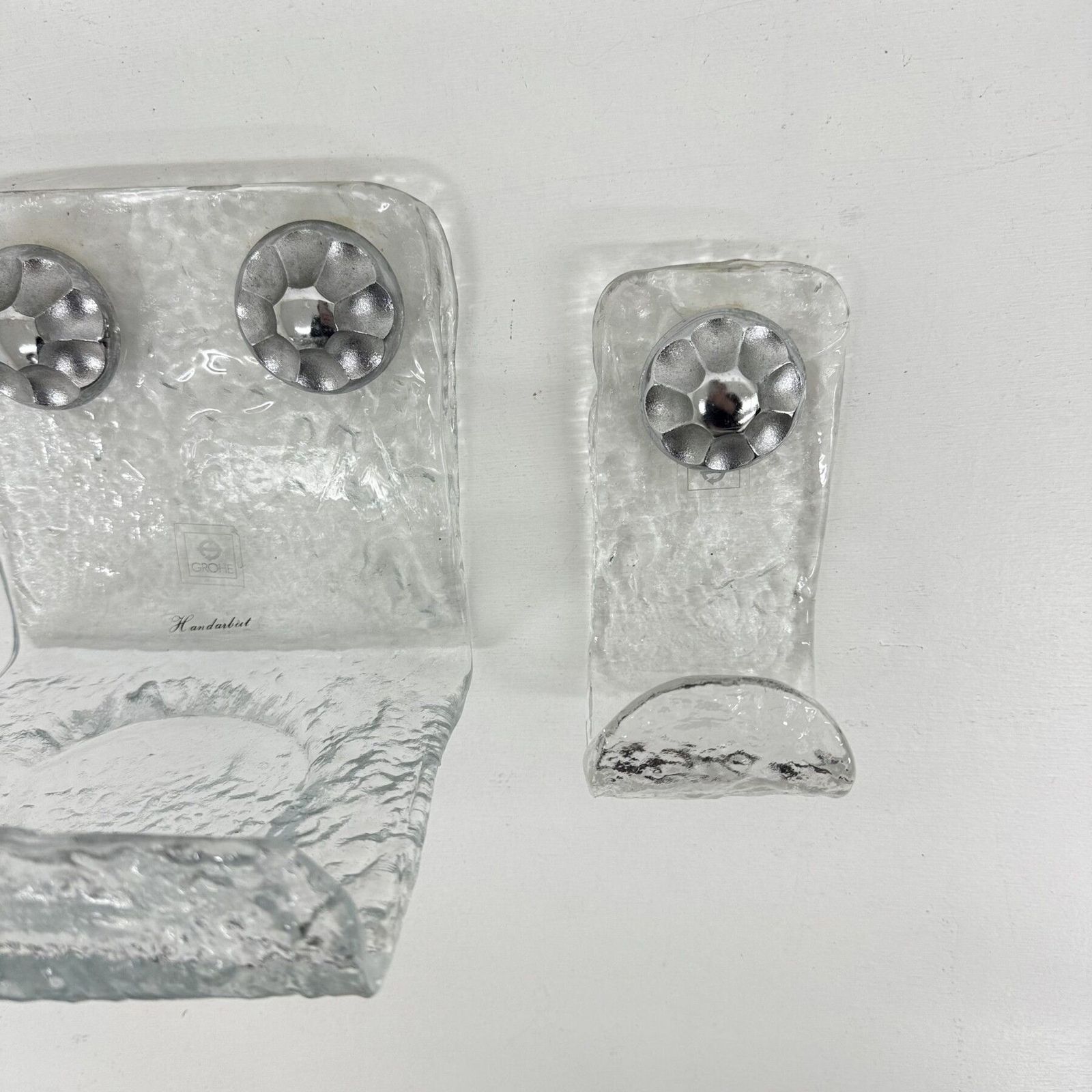 Set Of Grohe Ice Glass Bathroom Set Towel Hanger, Soap Tray And Plateau , 1970s photo buy