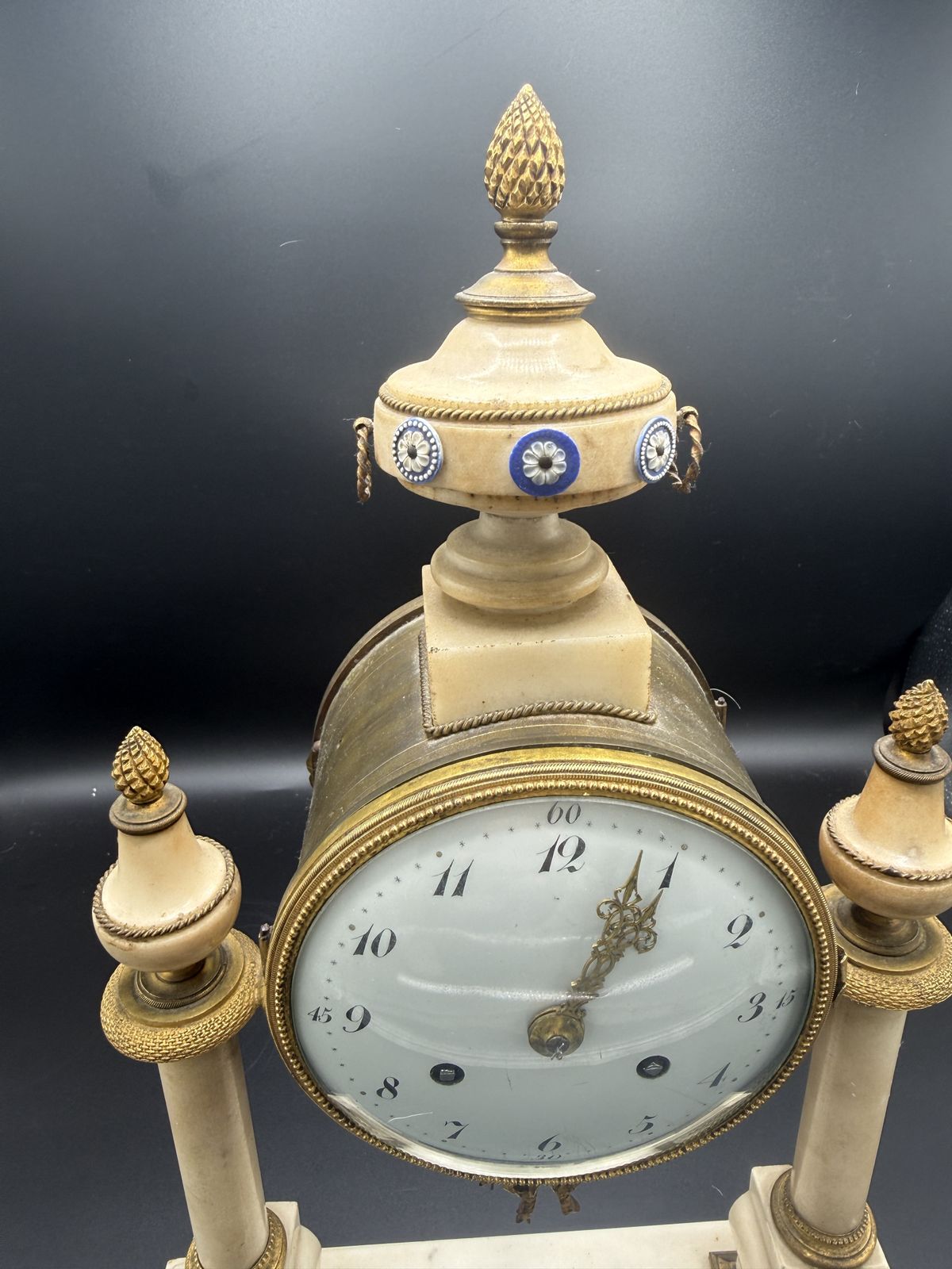 Late 18th Century French Louis XVI White Marble & Ormolu Portico Mantel Clock With Jasperware Medallions — Running & Chiming photo Home Decor