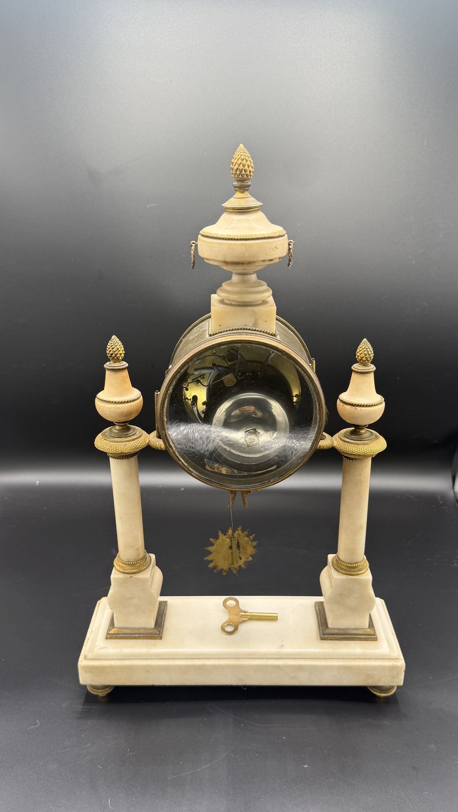 Late 18th Century French Louis XVI White Marble & Ormolu Portico Mantel Clock With Jasperware Medallions — Running & Chiming photo 1550.0