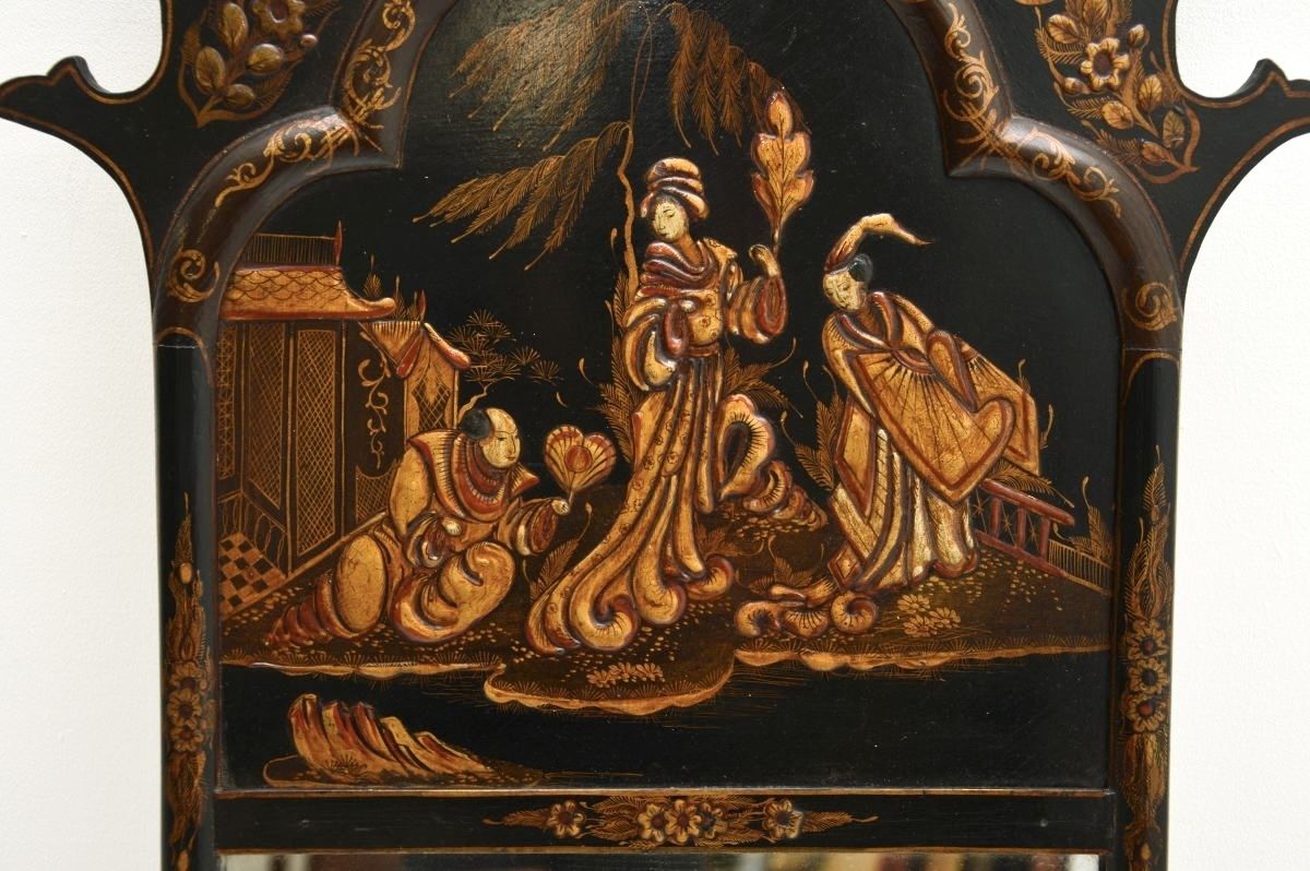 Antique Georgian Period Lacquered Chinoiserie Mirror photo 1625.0