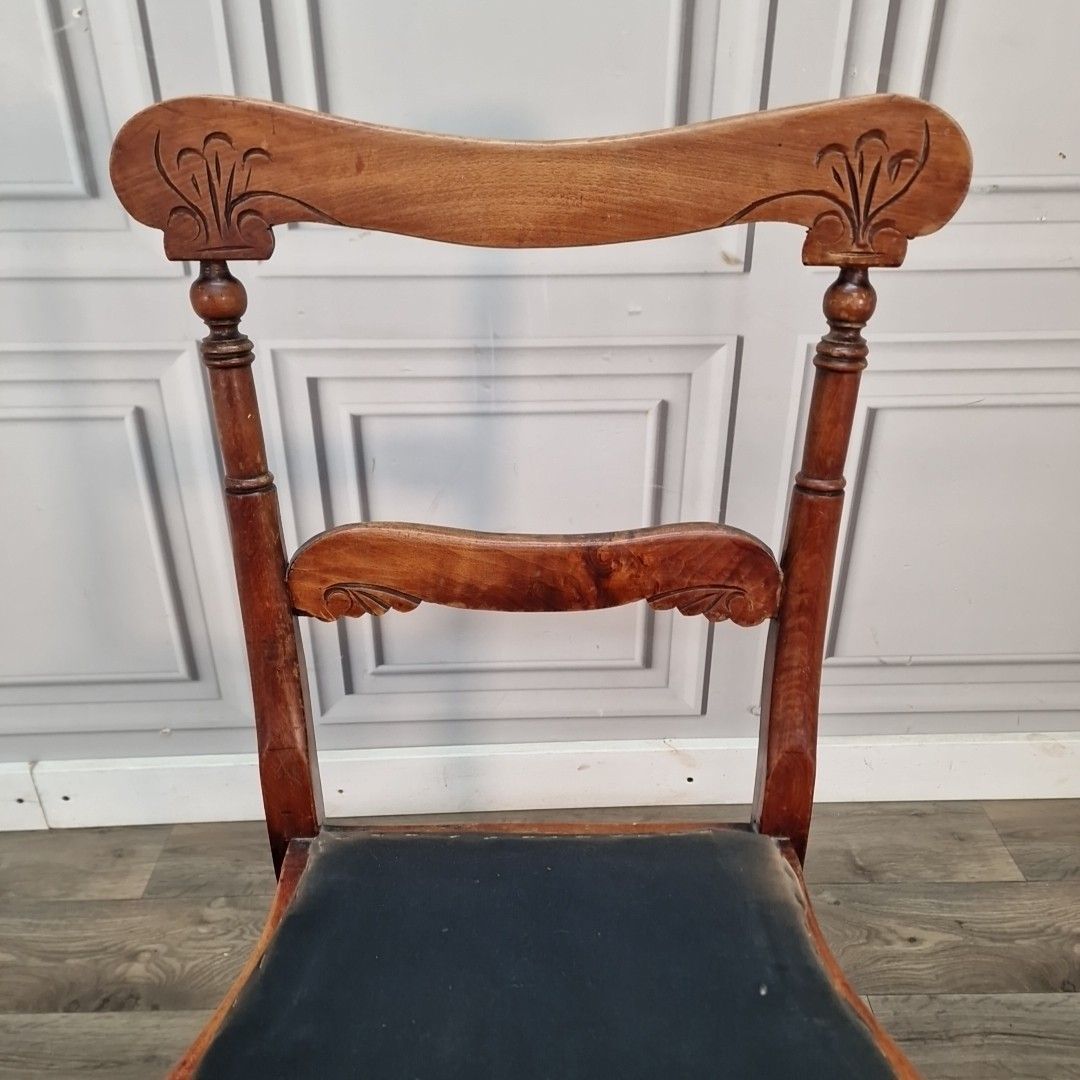 Antique Victorian Bedroom Chair Dining Seat Solid Wood Turned Legs Vintage photo vinterior