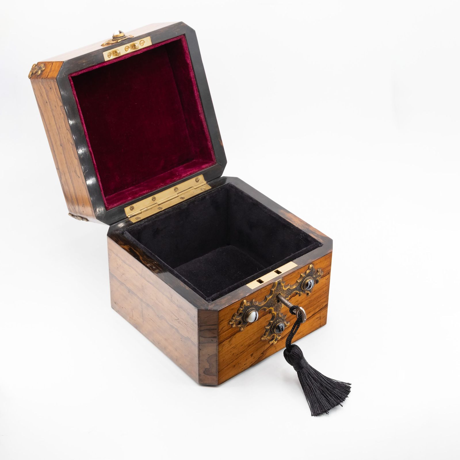 Gothic Revival Olive Wood With Banded Agate Cabochons Jewellery Casket Box Circa 1880 photo 1095.0