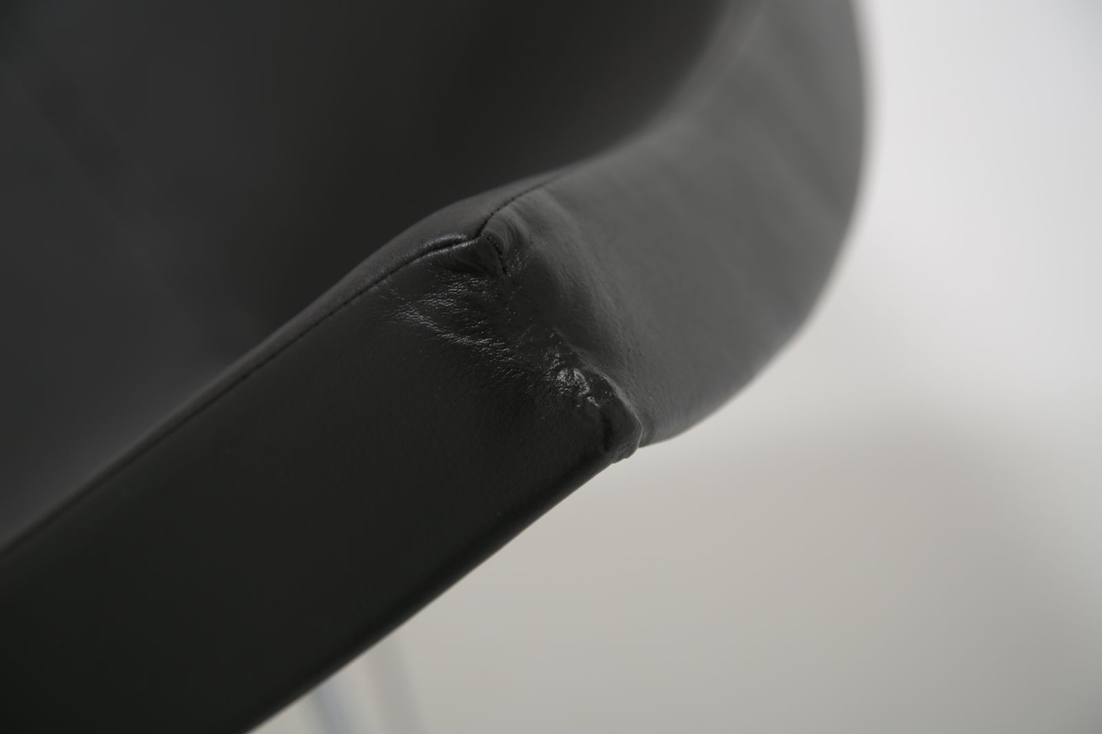 photo for sale Iconic Black Leather And Fiberglass Lounge Chair 'Coconut' By George Nelson For Vitra